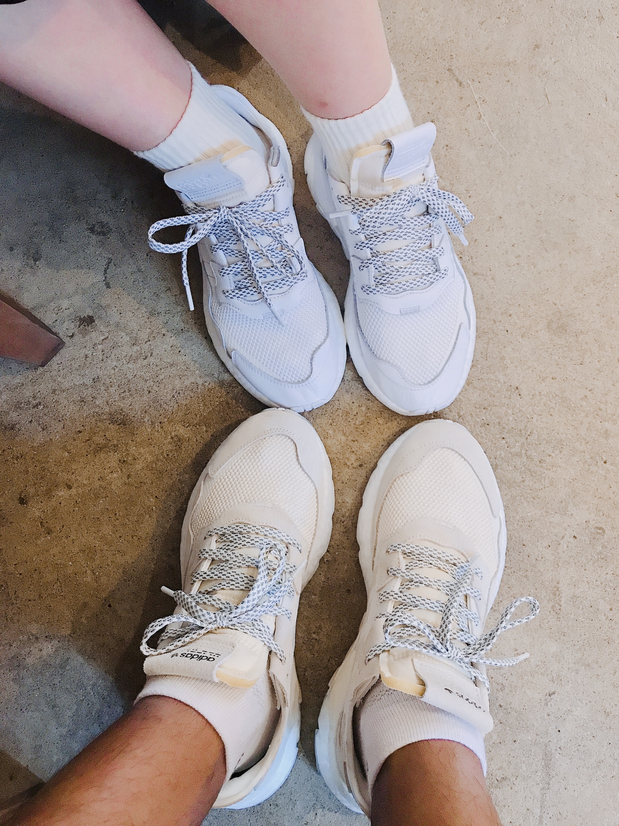 (W) Adidas Nite Jogger 3M Raw White 착용 스타일