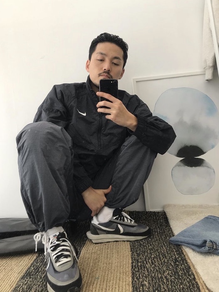 Nike x Sacai LDWaffle Black, Nike x Stussy Windrunner Jacket Off Noir 착용 스타일