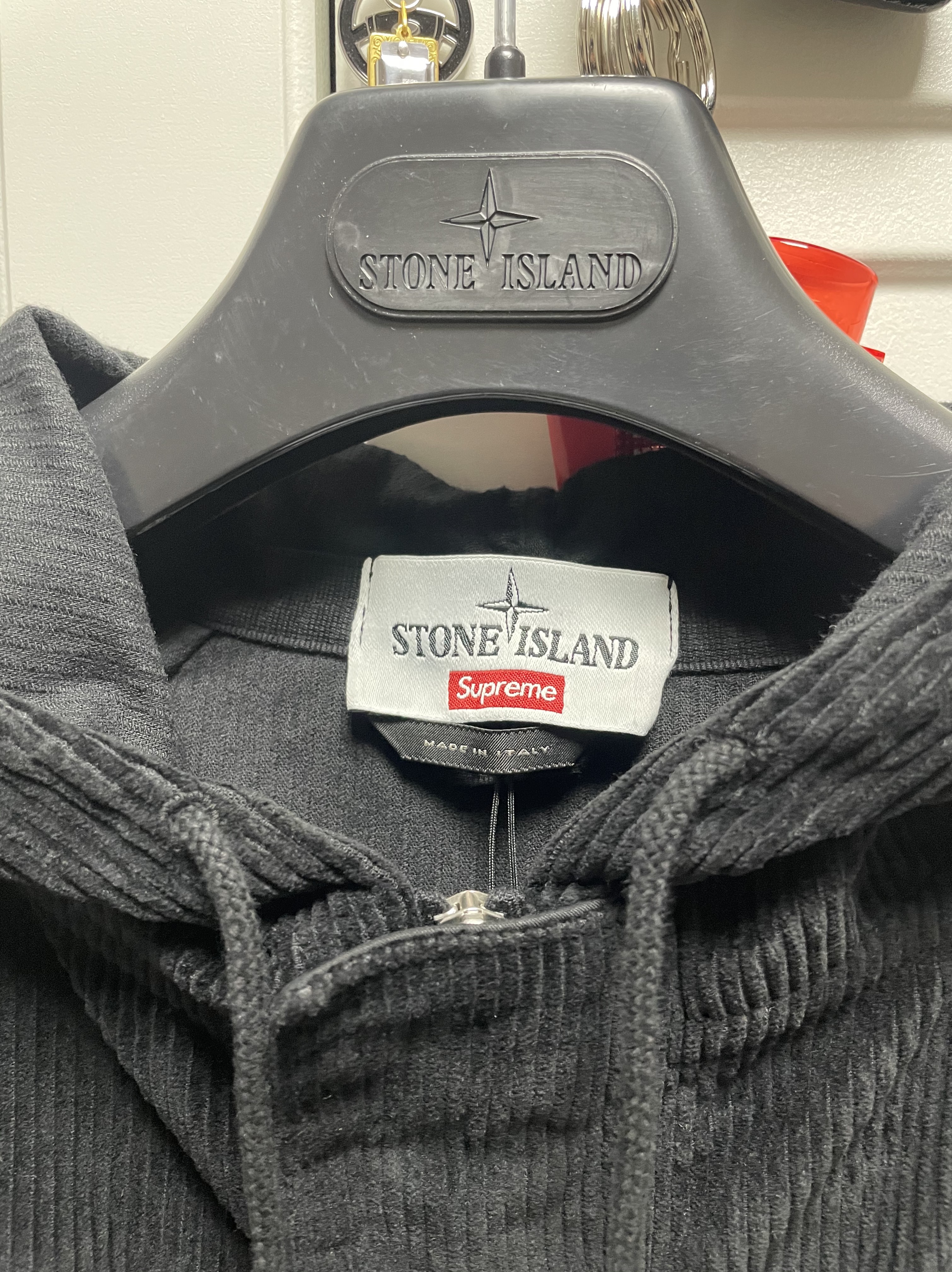 Supreme x Stone Island Corduroy Jacket Black - 20FW 착용 스타일 - 3