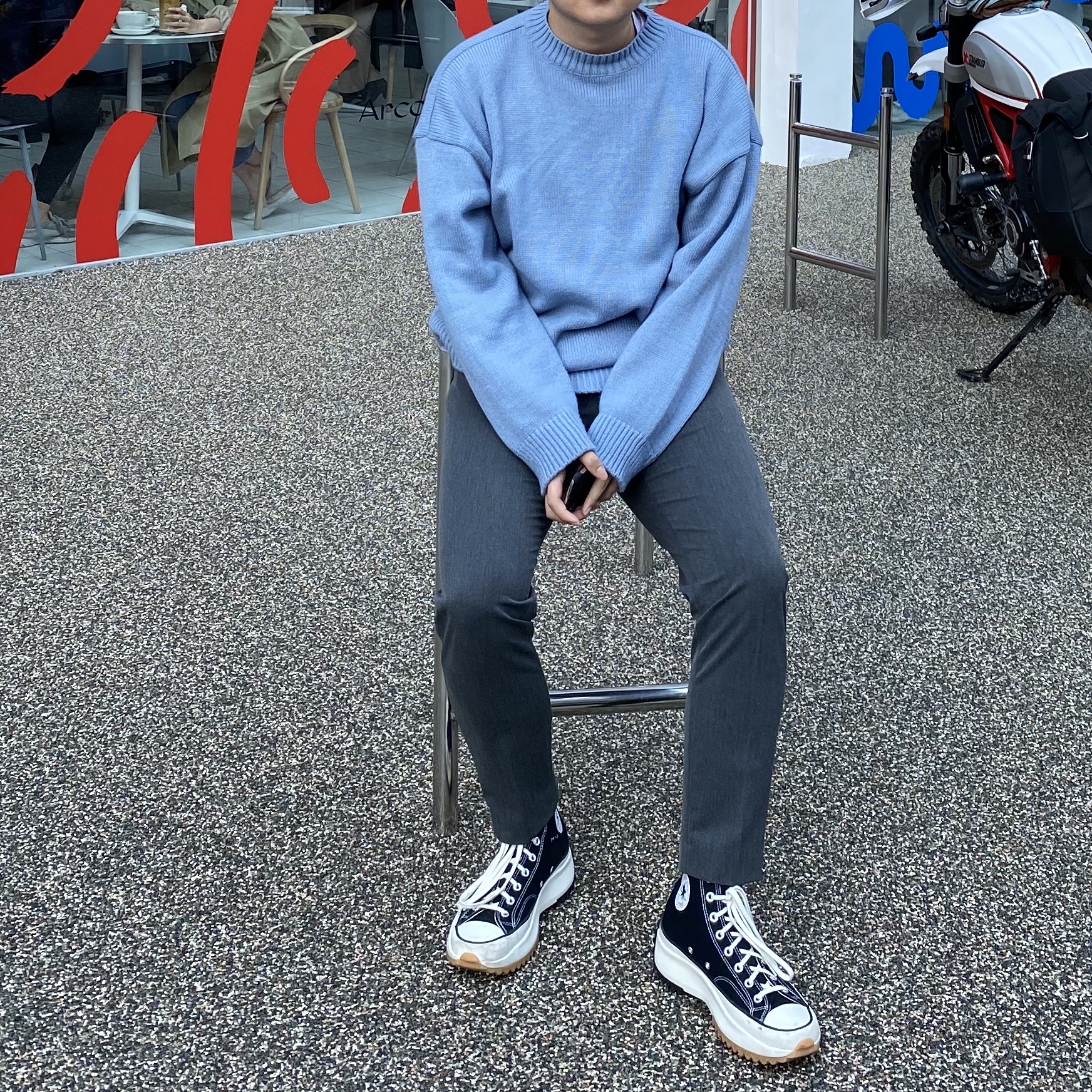 Converse x JW Anderson Run Star Hike Hi Black 착용 스타일