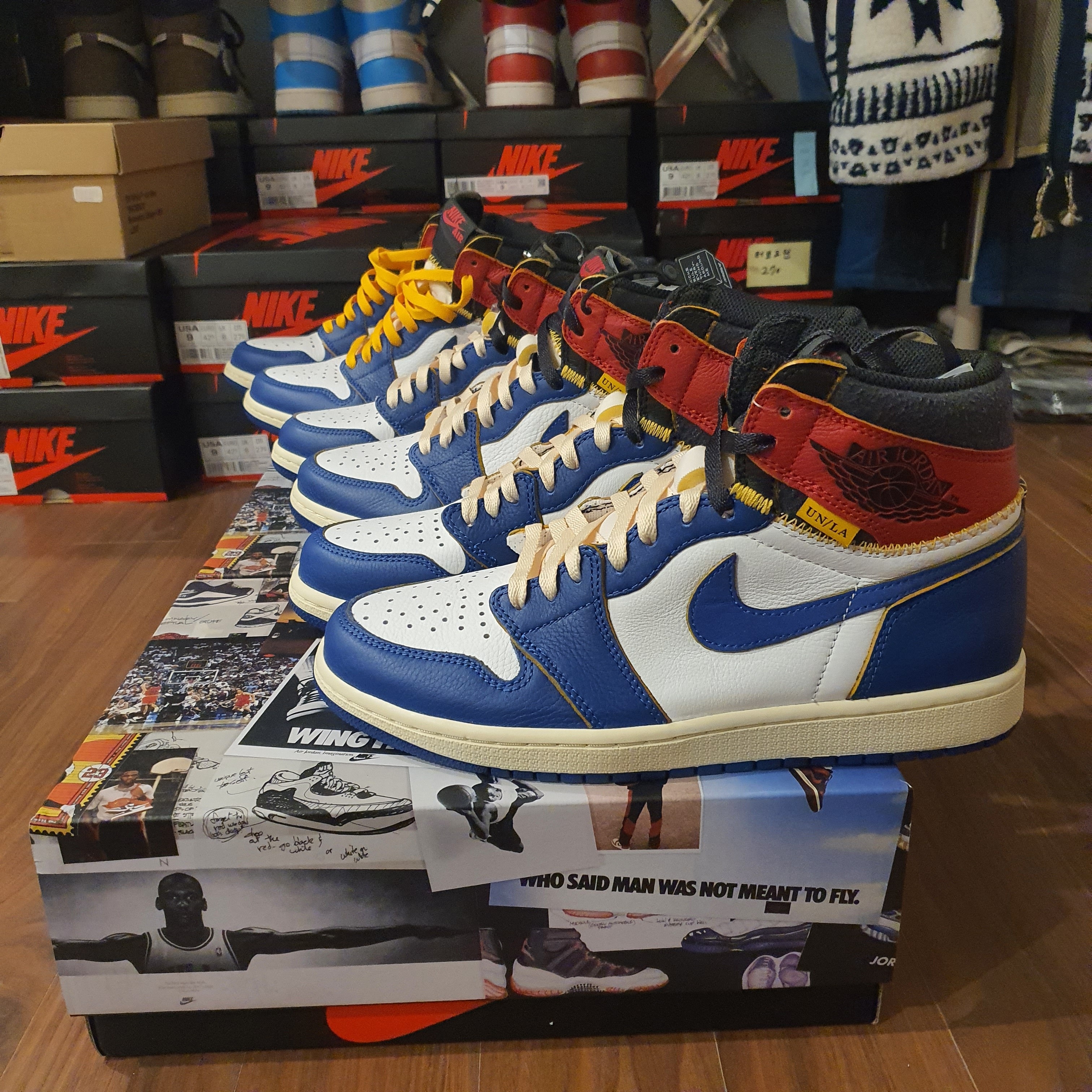 Jordan 1 x Union Retro High Blue Toe, Jordan 1 x Travis Scott Retro High OG SP Mocha 착용 스타일