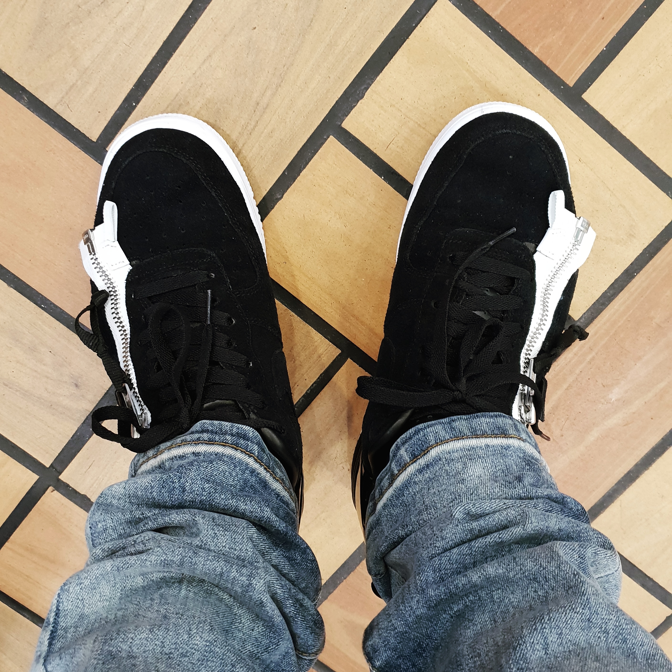 Nike x Acronym Lunar Force 1 SP Zip Black White 착용 스타일