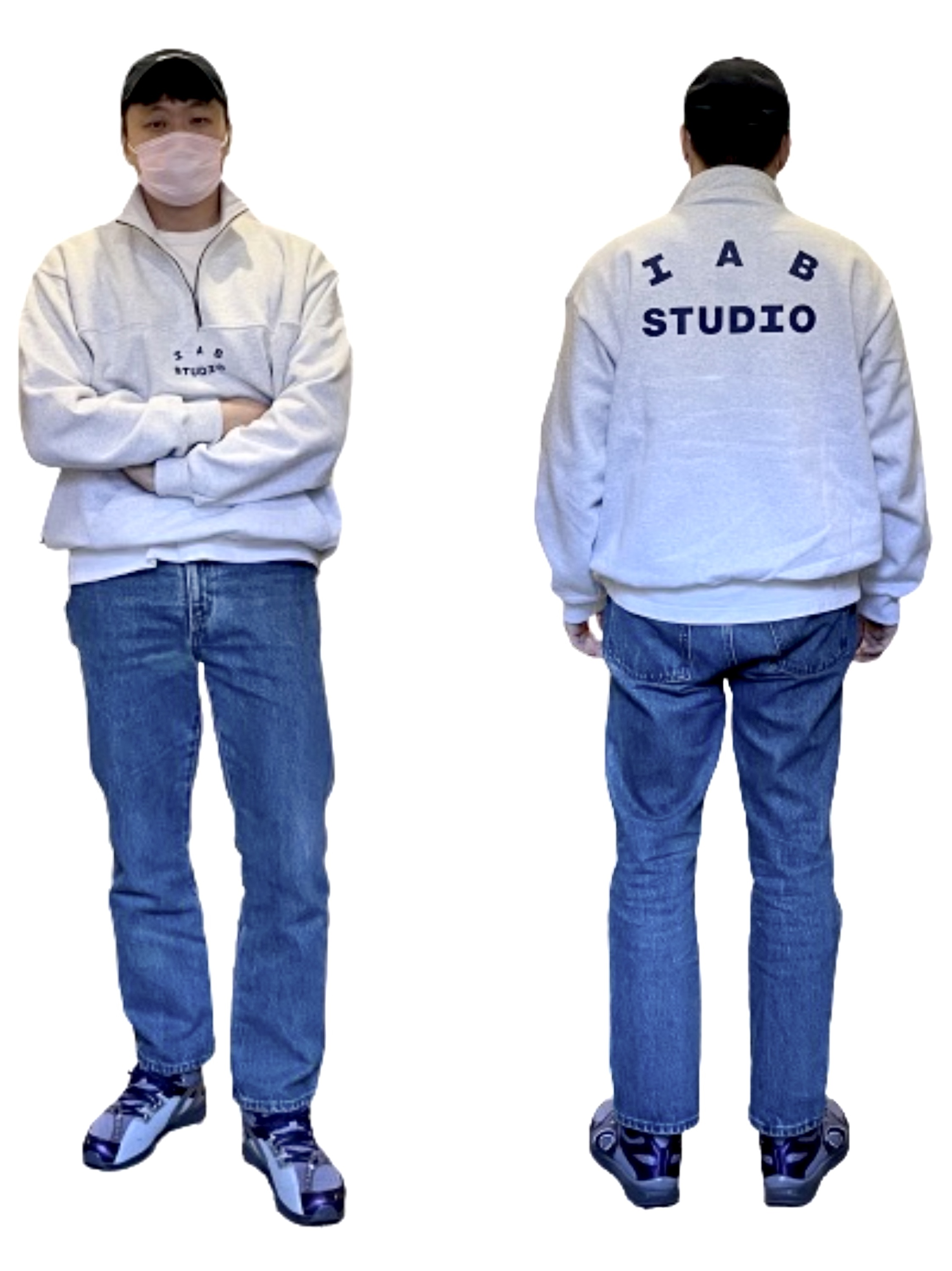 Asics x Kiko Kostadinov Gel Sokat Infinity Purple, IAB Studio Half Zip Pullover Light Gray 착용 스타일