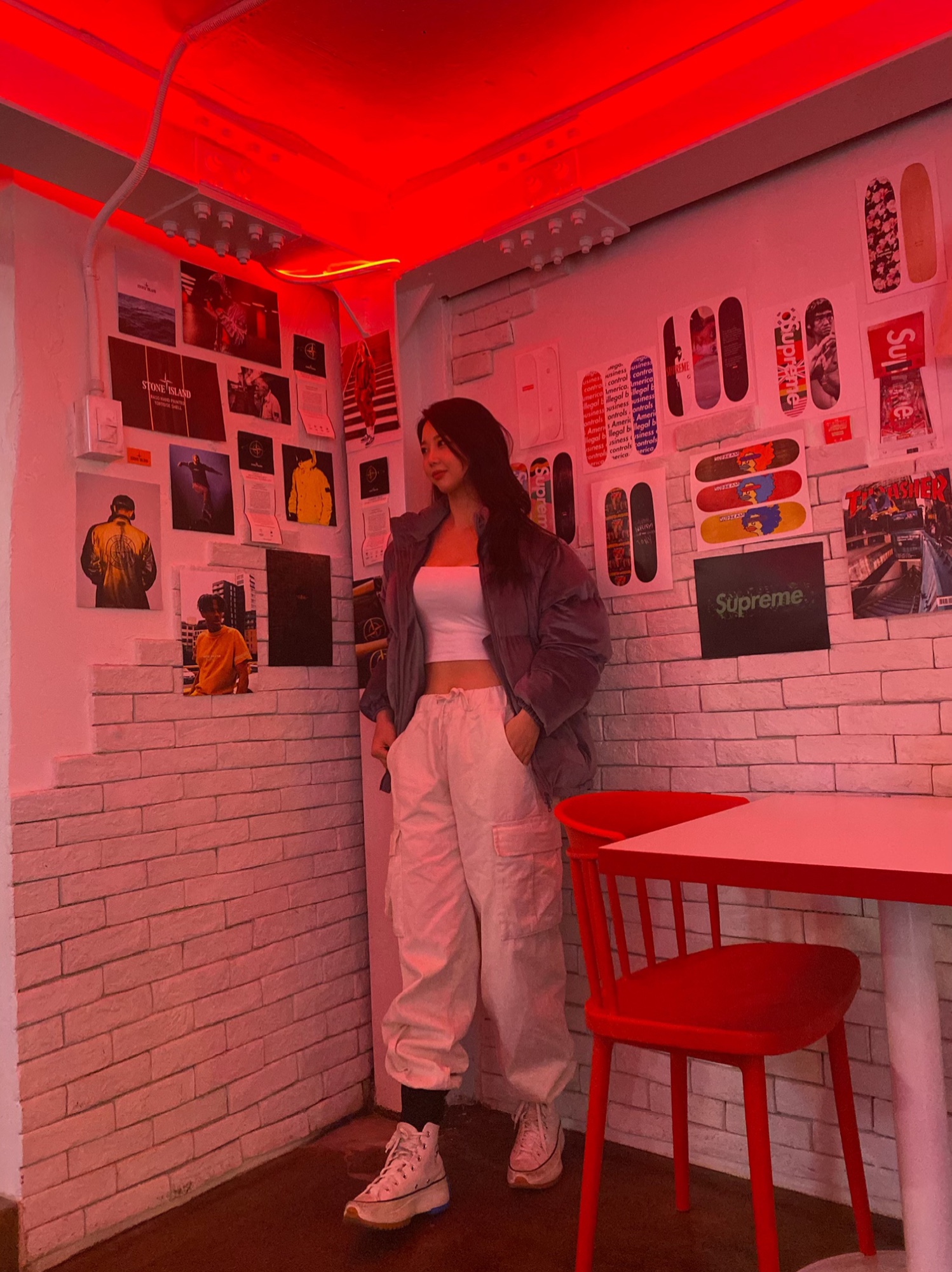 Converse x JW Anderson Run Star Hike Hi White 착용 스타일