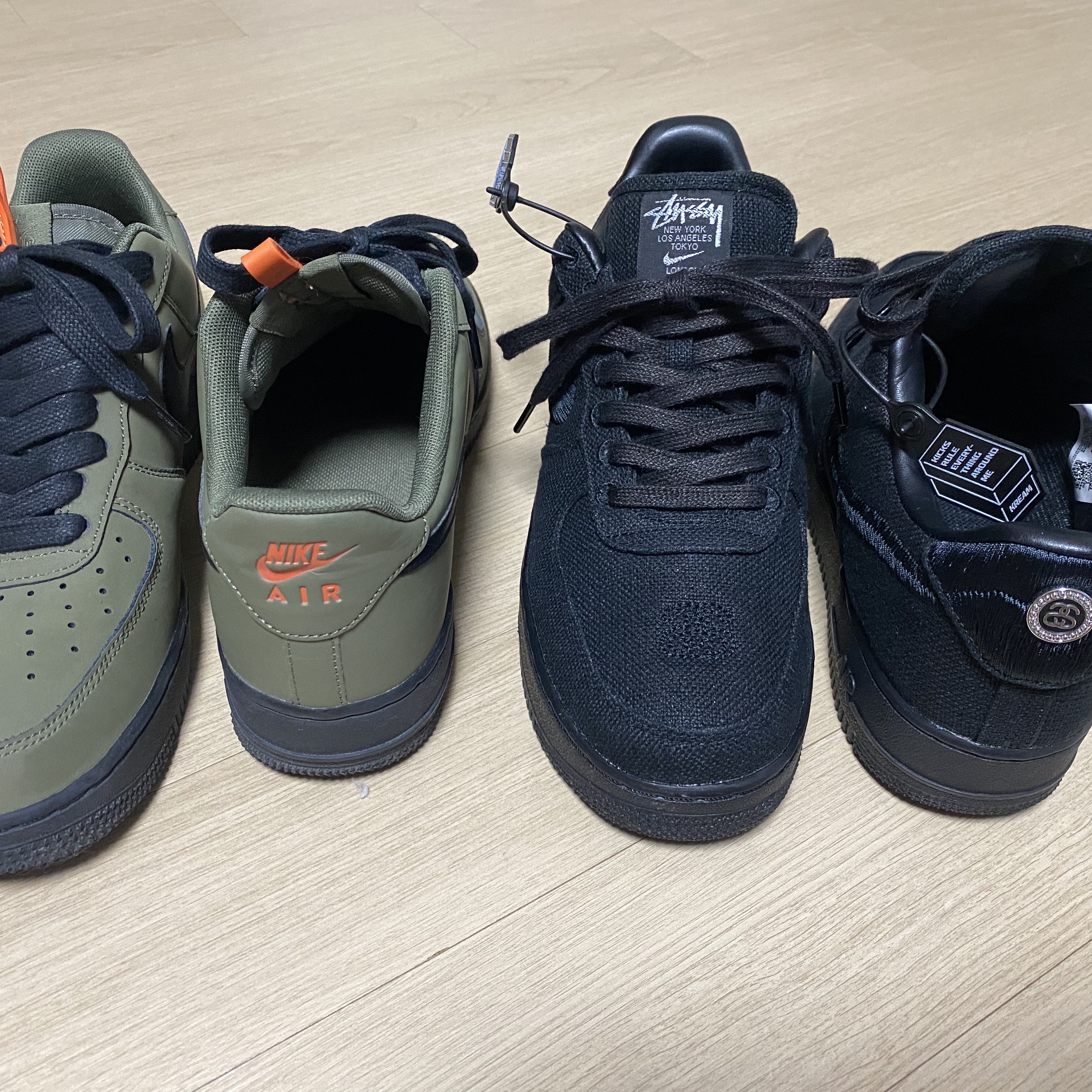Nike x Stussy Air Force 1 Low Triple Black 착용 스타일