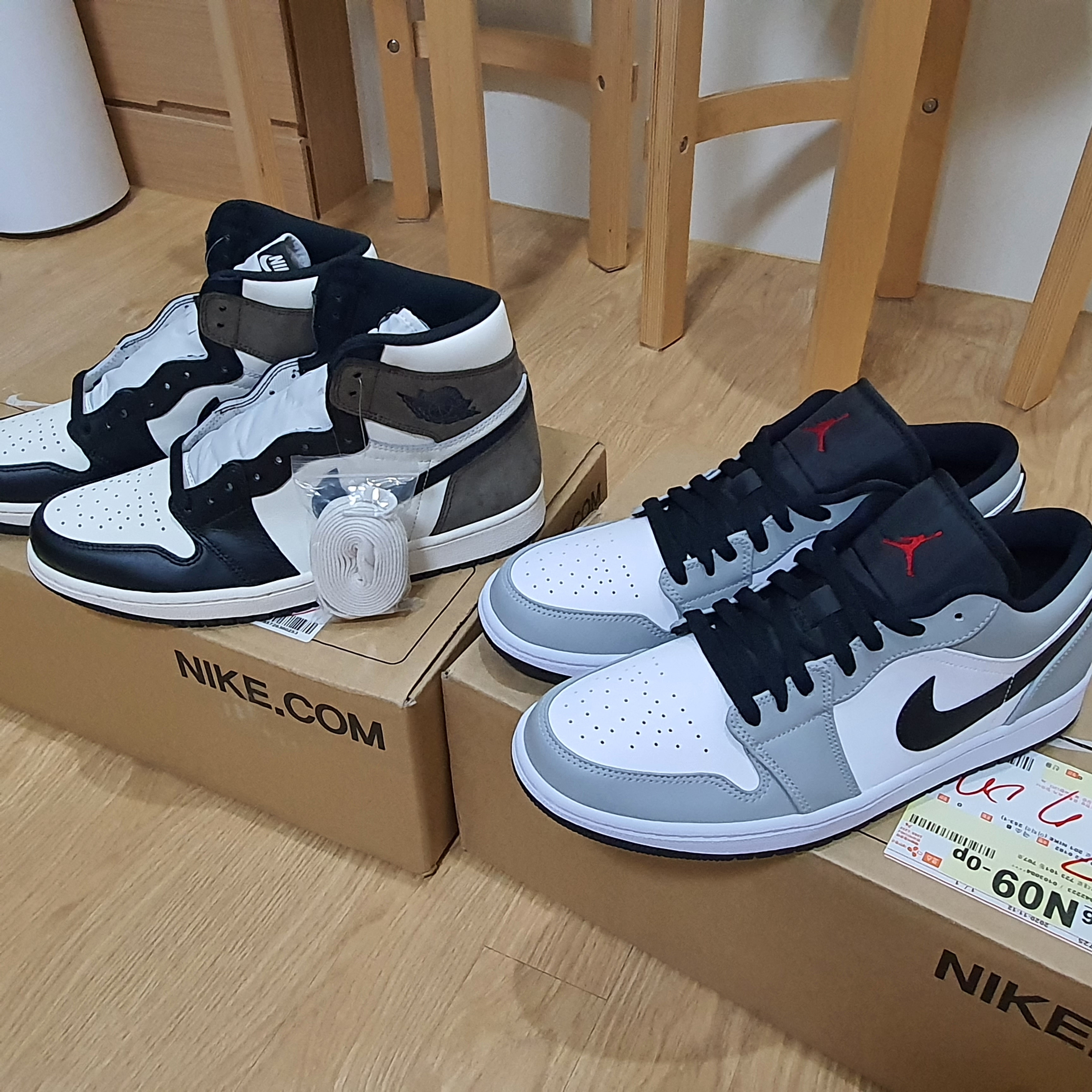 Jordan 1 Low Light Smoke Grey, Jordan 1 Retro High OG Black Mocha 착용 스타일