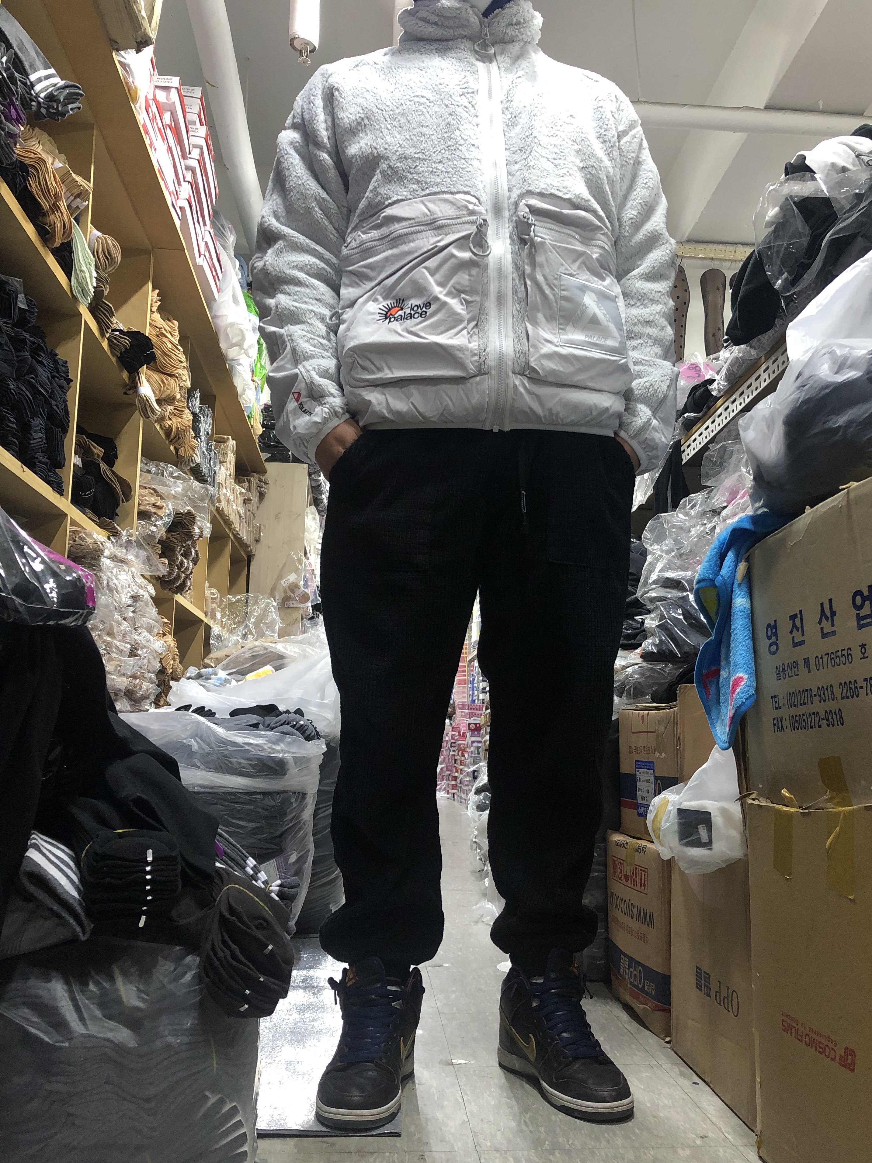 Palace Polartec High-Loft Teddy Fleece Jacket Light Grey - 20FW, Nike SB Dunk High NBA 착용 스타일