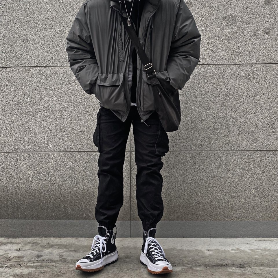 Converse Run Star Hike Hi Black White Gum 착용 스타일