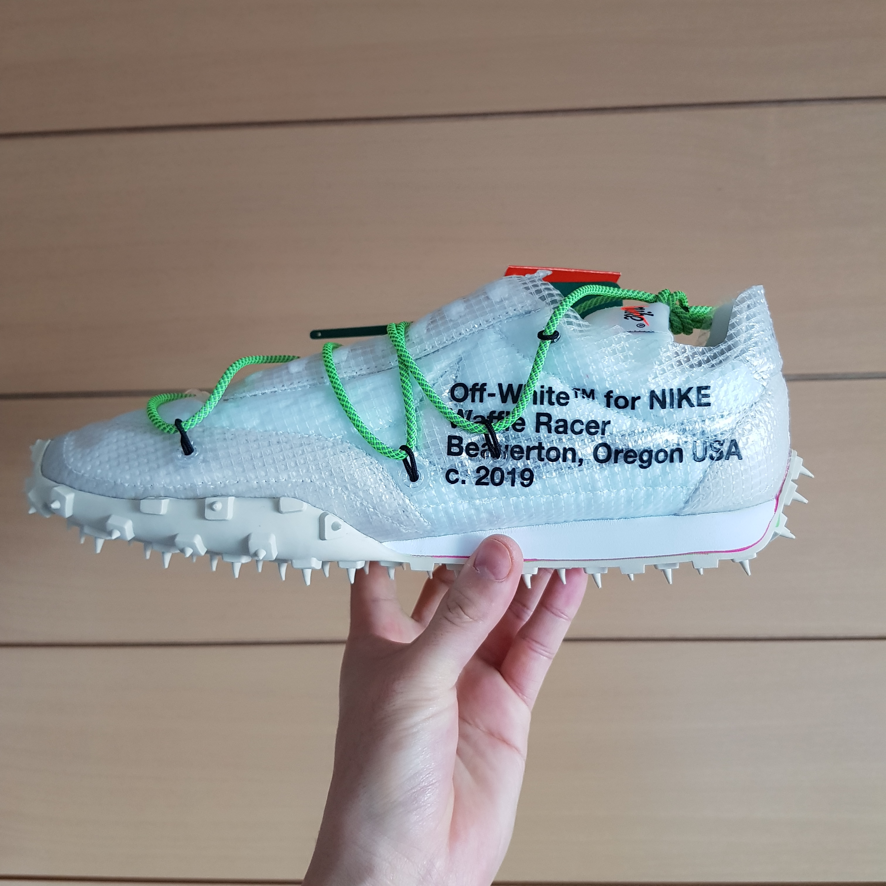 (W) Nike x Off-White Waffle Racer White 착용 스타일 - 2