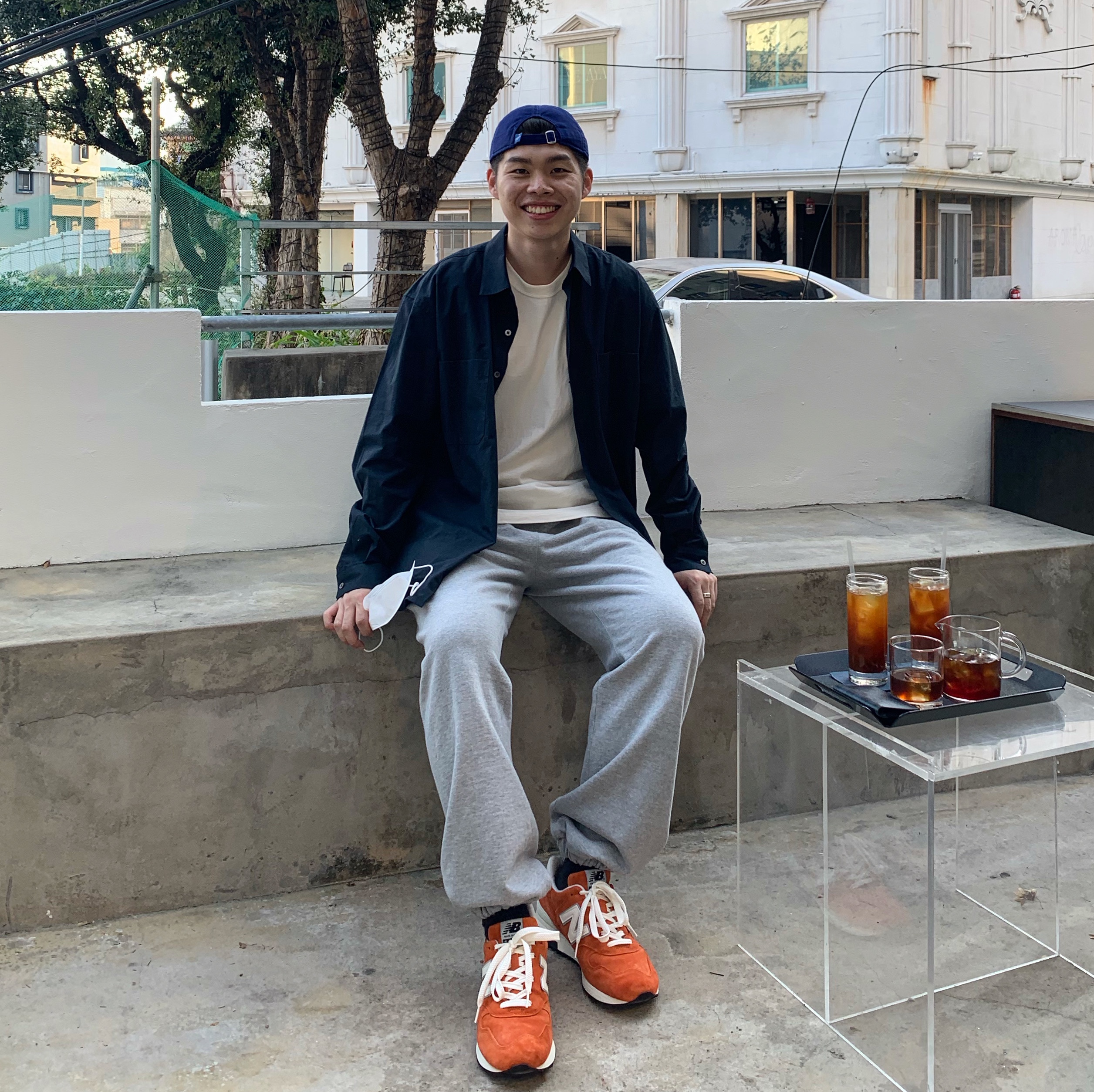 New Balance x J.Crew 1400 Made in USA Orange 착용 스타일