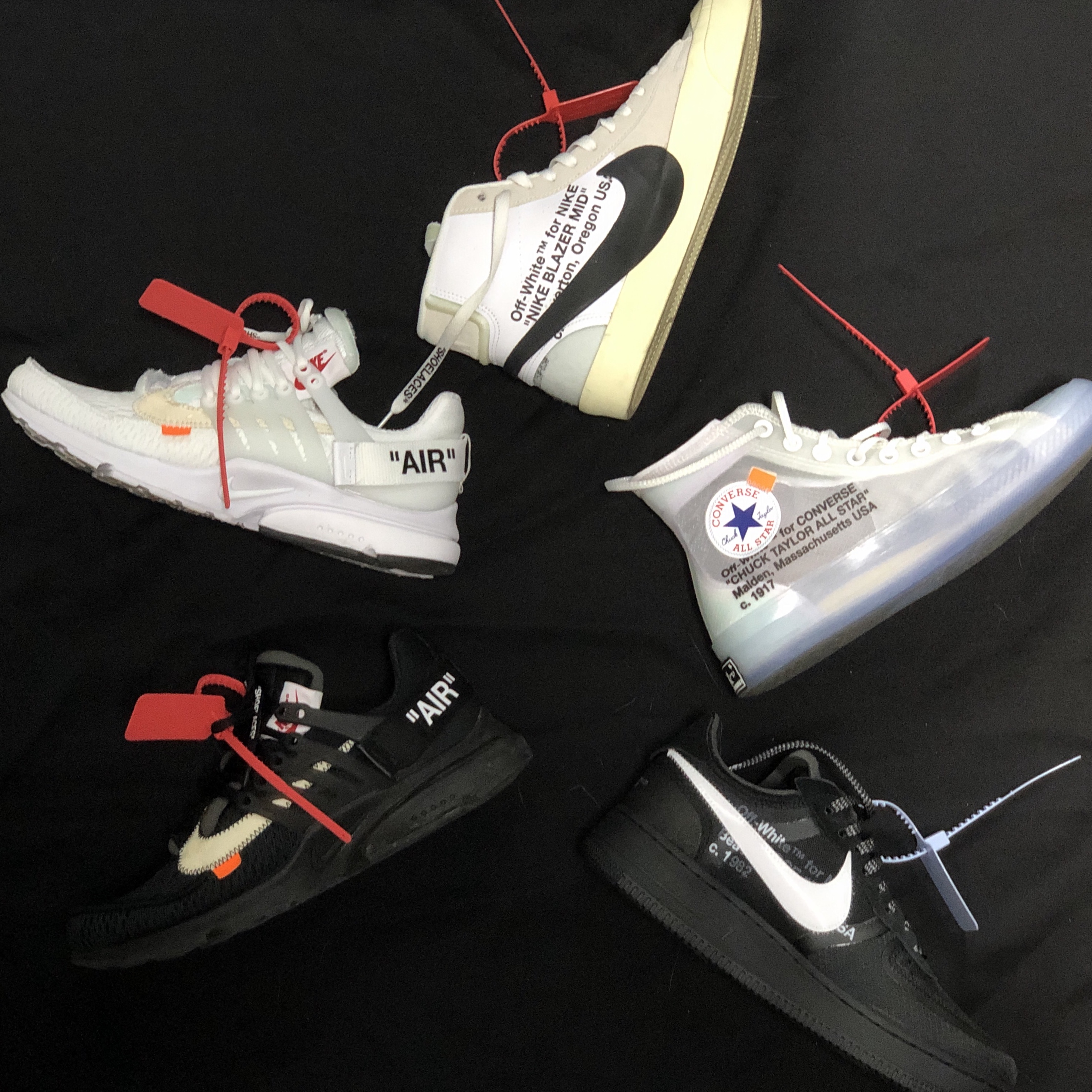 Nike x Off-White Air Presto White, Nike x Off-White Air Presto Black ์ฐฉ์ฉ ์คํ์ผ