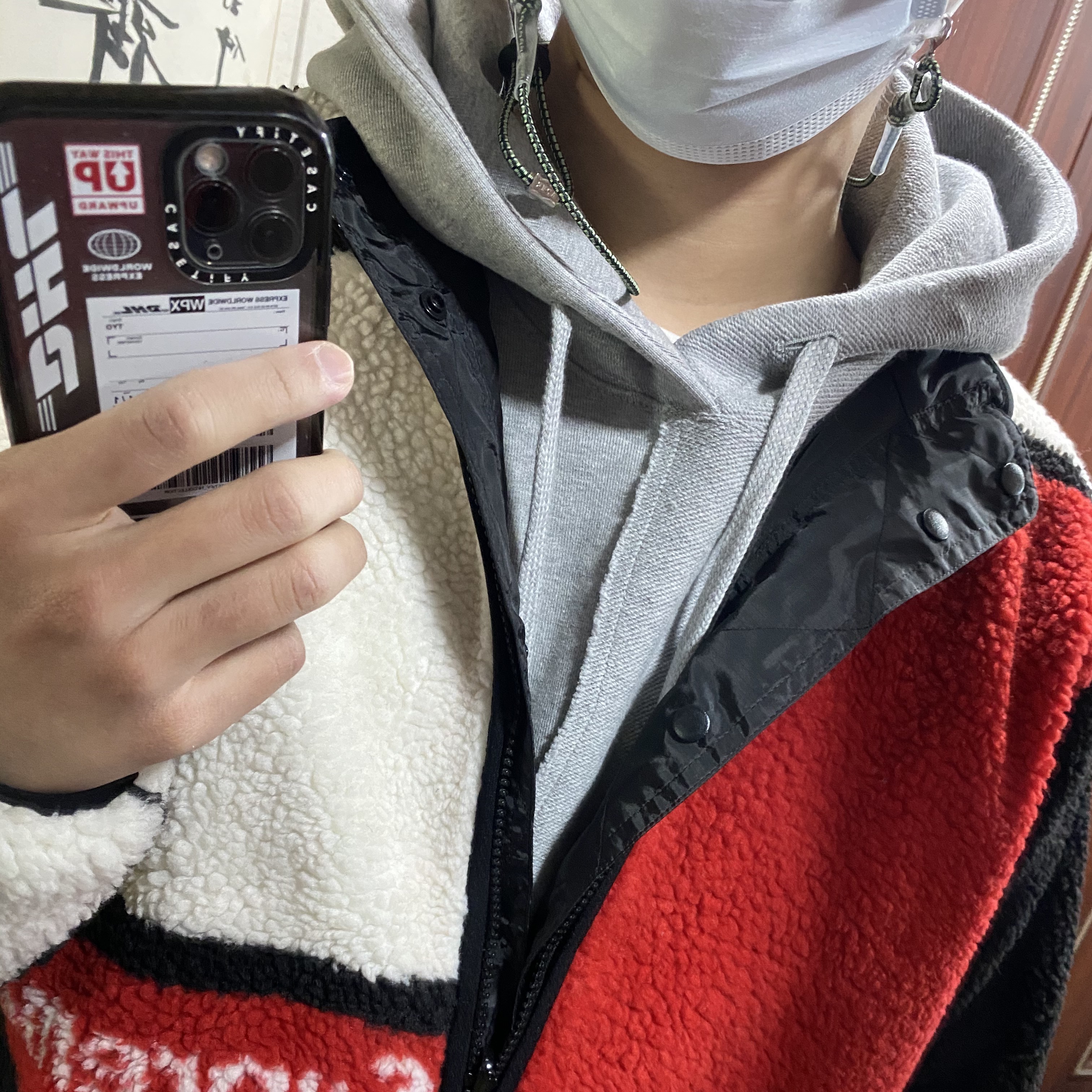 Nike x Peaceminusone Air Force 1 Low Para-Noise 2.0, Supreme Reversible Colorblocked Fleece Jacket Red - 20FW 착용 스타일 - 2