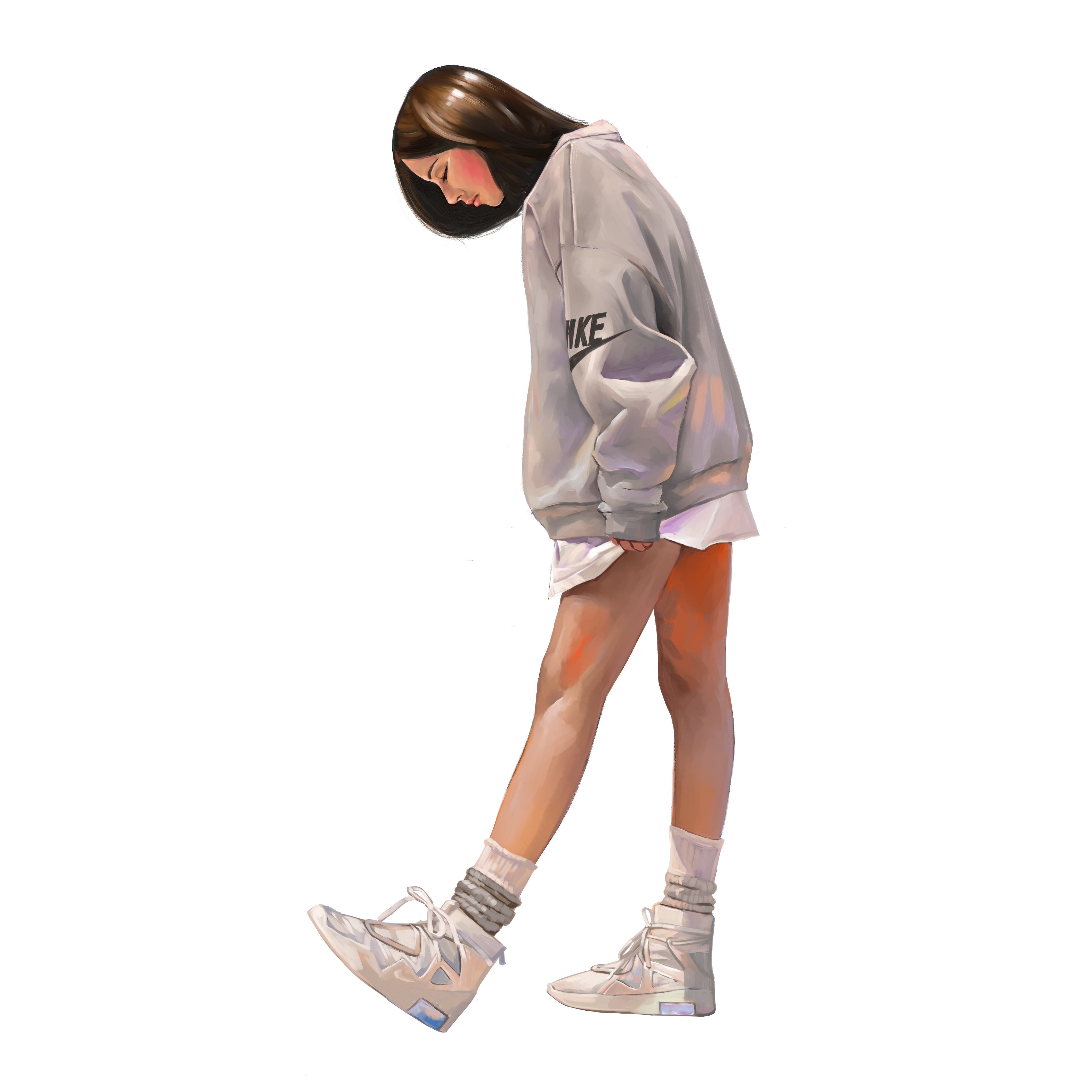 Nike x Fear of God Air Fear of God 1 Light Bone 착용 스타일