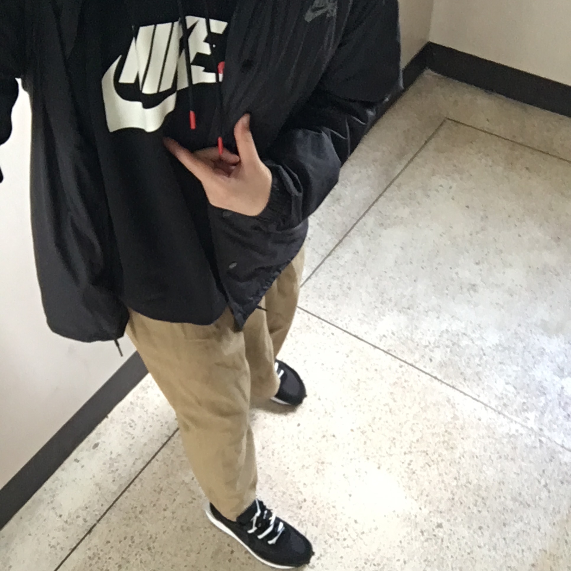 Nike x Sacai LDWaffle Black Nylon 착용 스타일