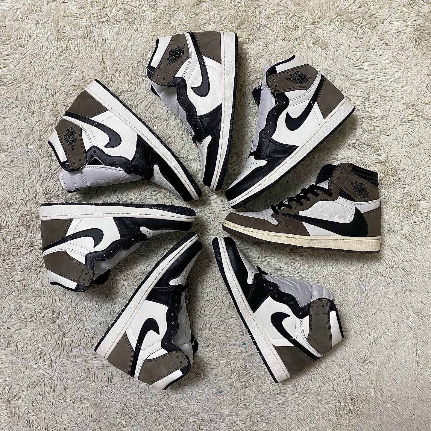 Jordan 1 x Travis Scott Retro High OG SP Mocha, Jordan 1 Retro High OG Black Mocha 착용 스타일 - 1