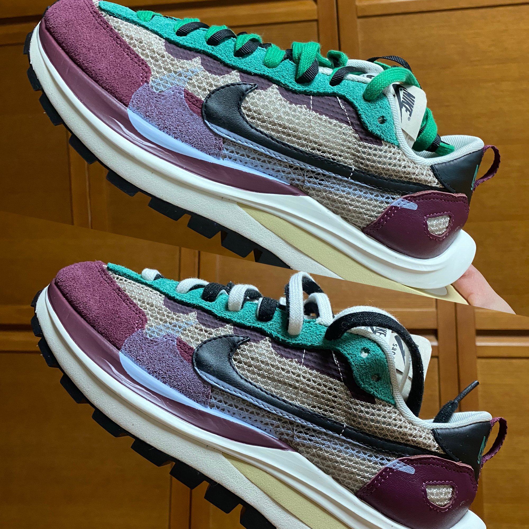 Nike x Sacai VaporWaffle String & Black Villain Red 착용 스타일 - 1