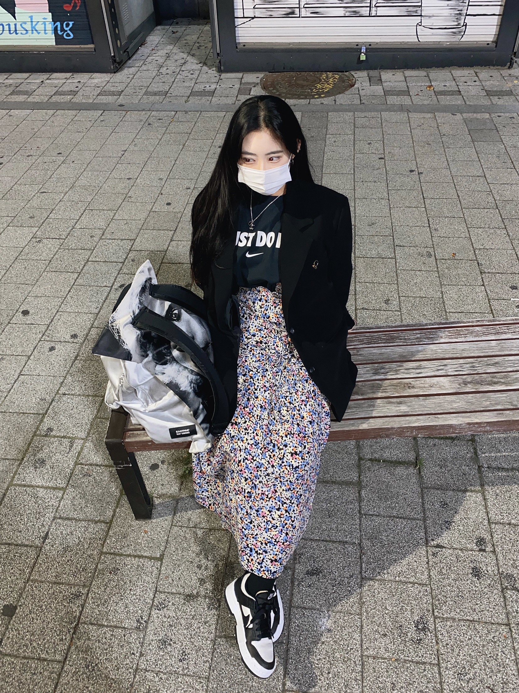 (W) Nike Dunk Low Disrupt Black White 착용 스타일