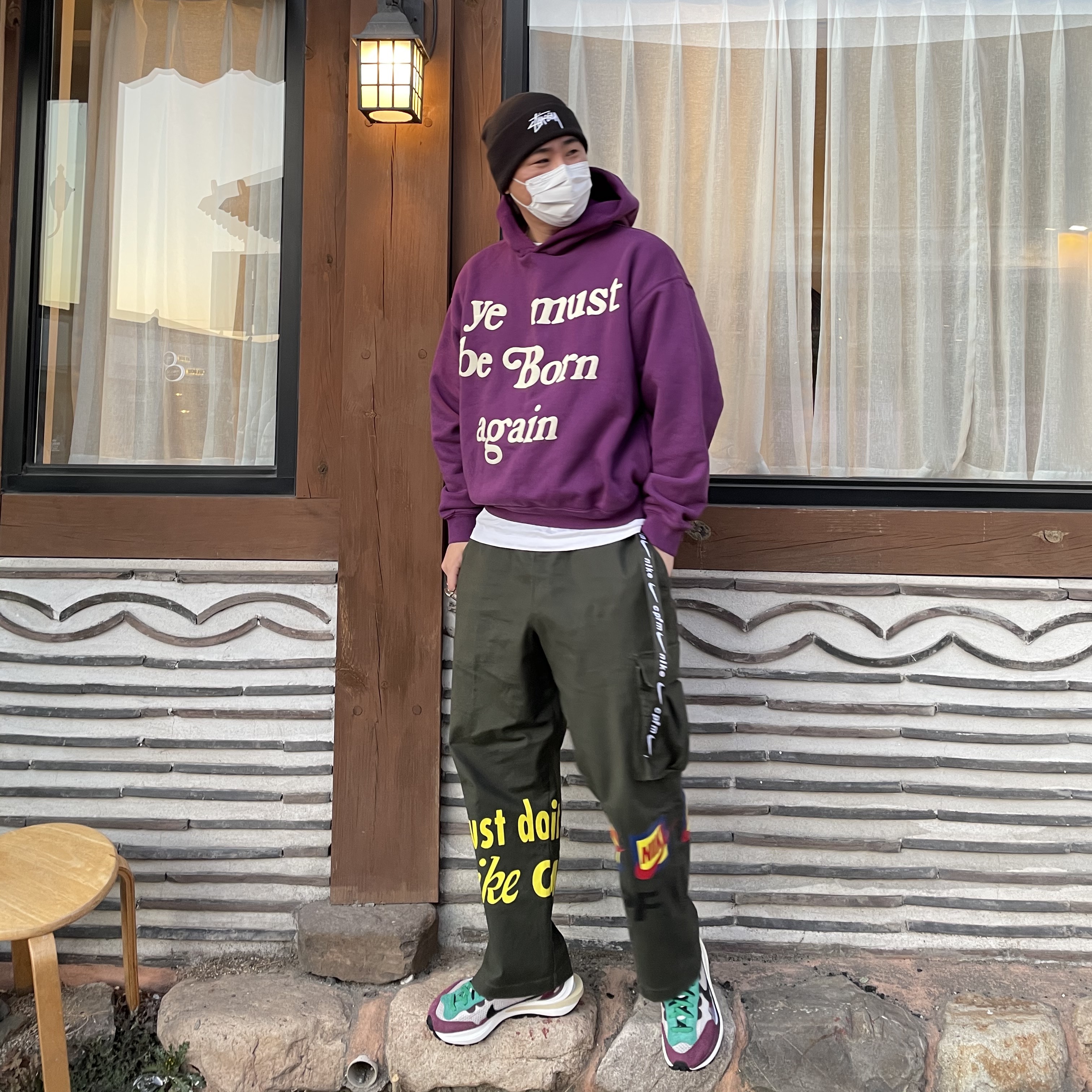 Nike x Sacai VaporWaffle String & Black Villain Red 착용 스타일