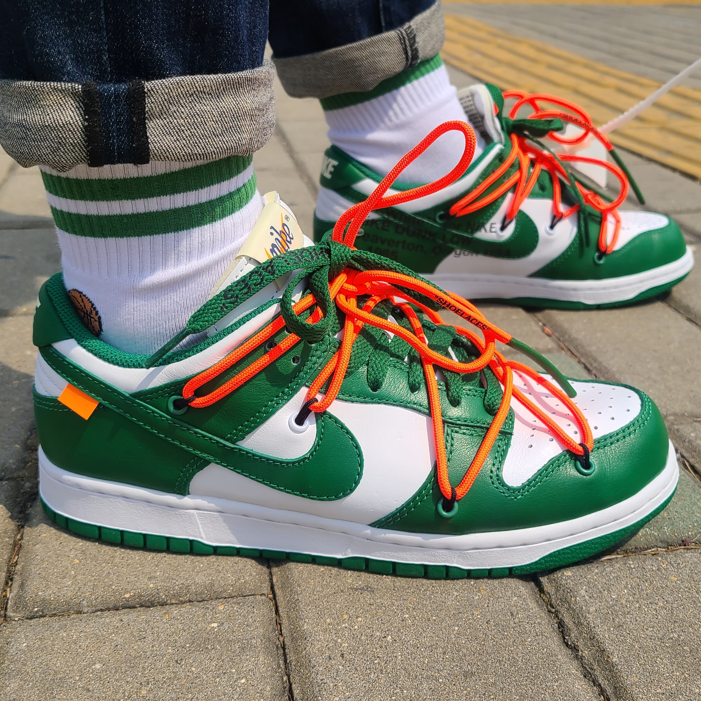 Nike x Off-White Dunk Low Pine Green 착용 스타일