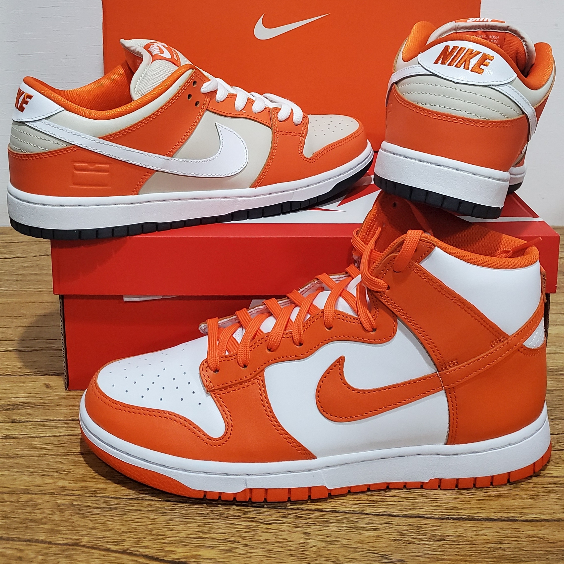 Nike Dunk High Retro Orange Blaze, Nike Dunk SB Low Orange Box 착용 스타일 - 1