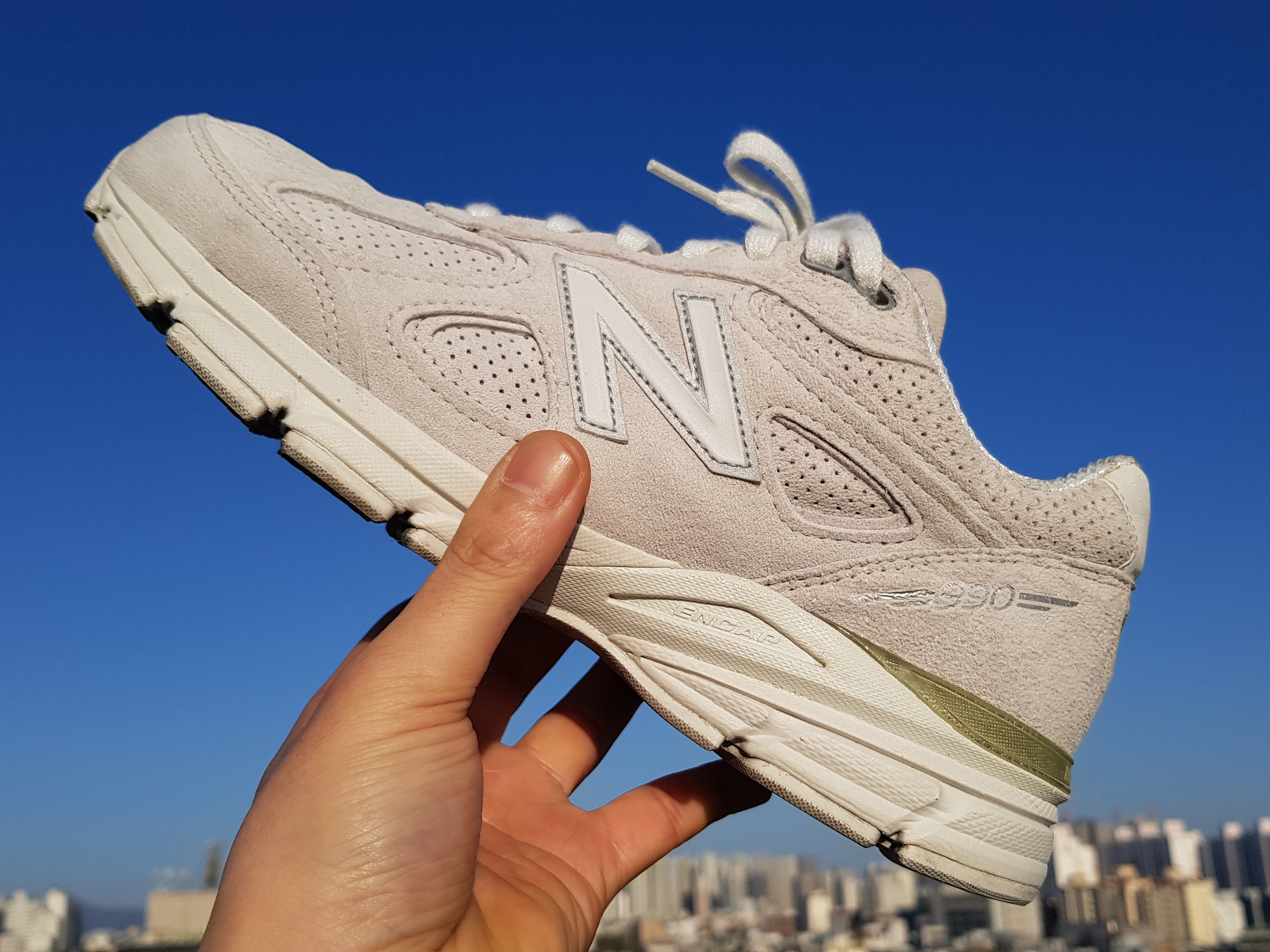 New Balance 990 Made in USA Arctic Fox - D Standard 착용 스타일