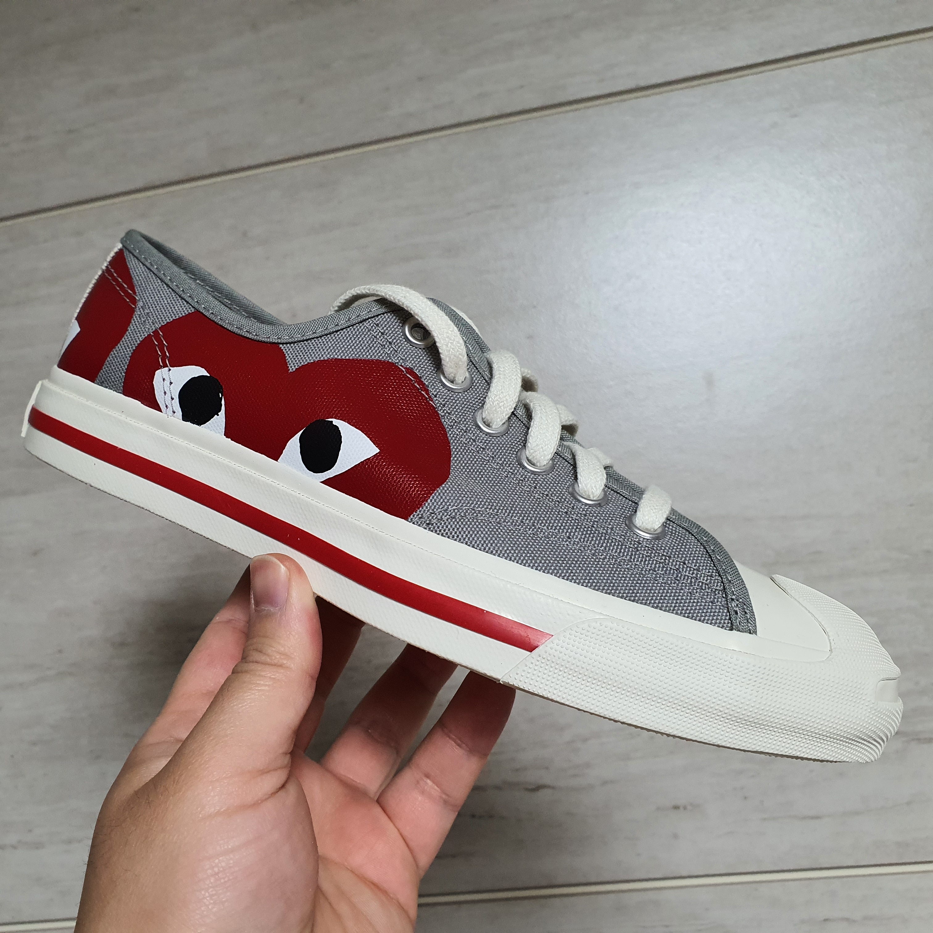 Converse x Play Comme des Garcons Jack Purcell Drizzle Red 착용 스타일 - 1