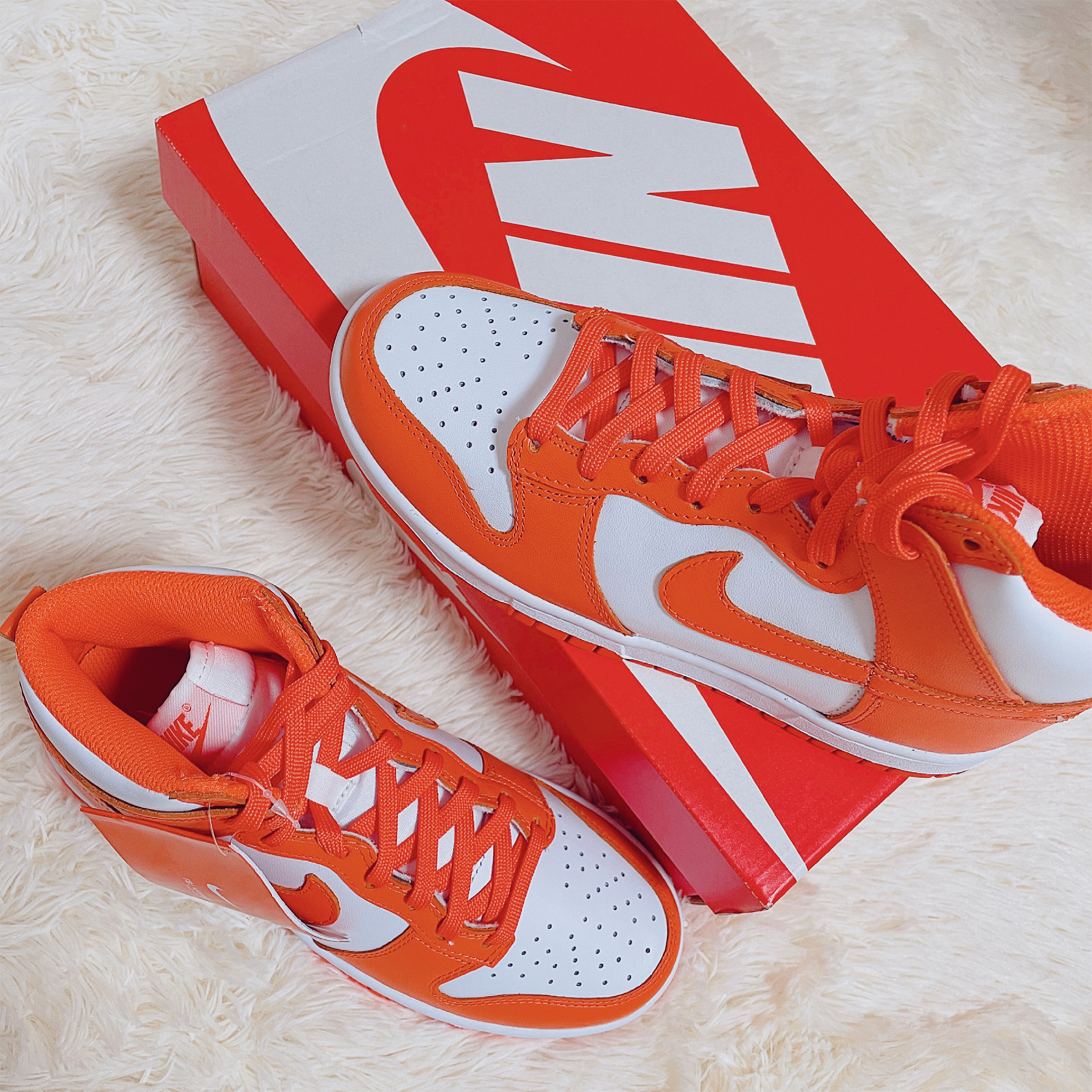 (W) Nike Dunk High Orange Blaze, Nike Dunk High Retro Orange Blaze 착용 스타일 - 5