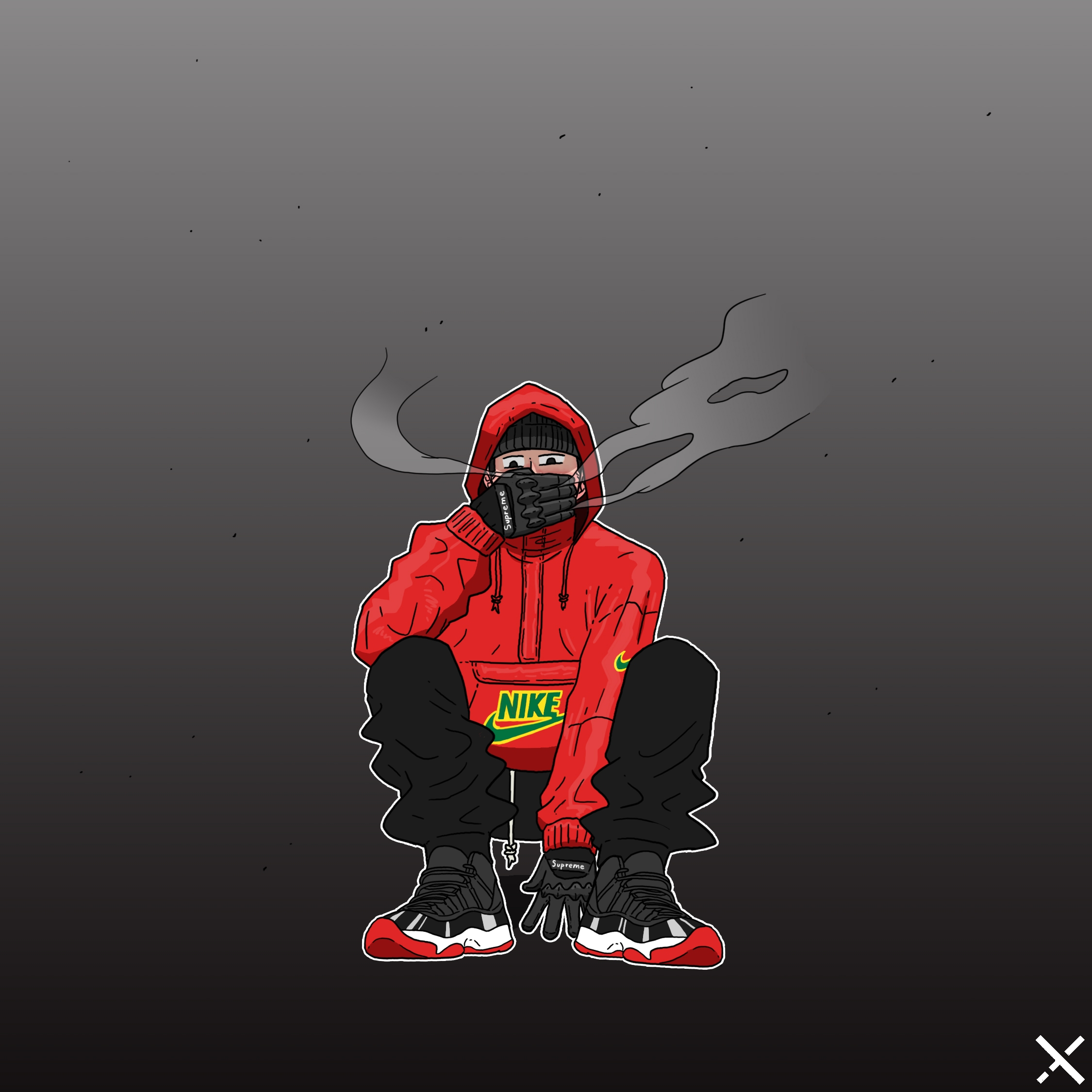 Supreme x Nike Leather Anorak Red - 19FW, Jordan 11 Retro Bred 2019 착용 스타일