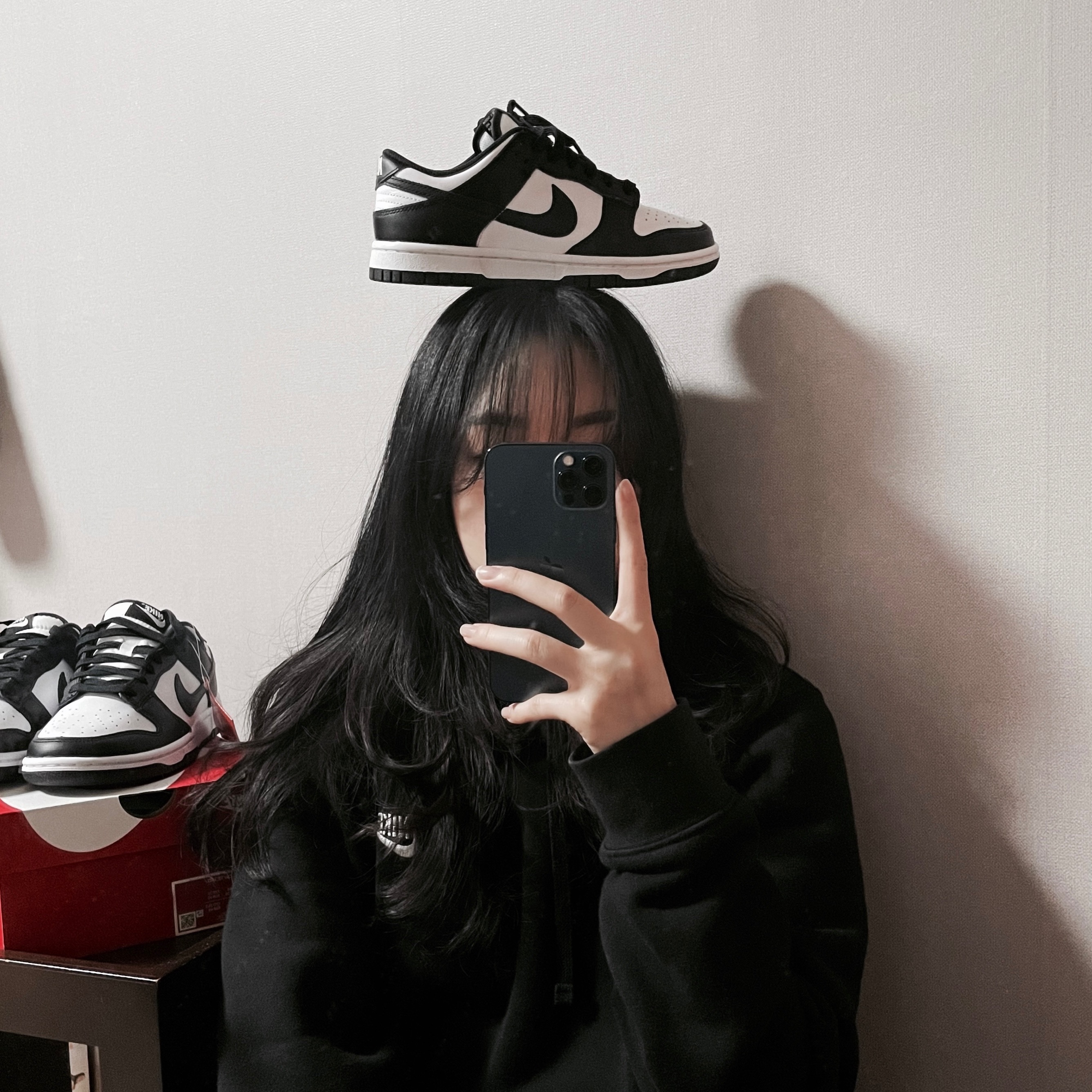 Nike Dunk Low Retro Black, (W) Nike Dunk Low Black 착용 스타일