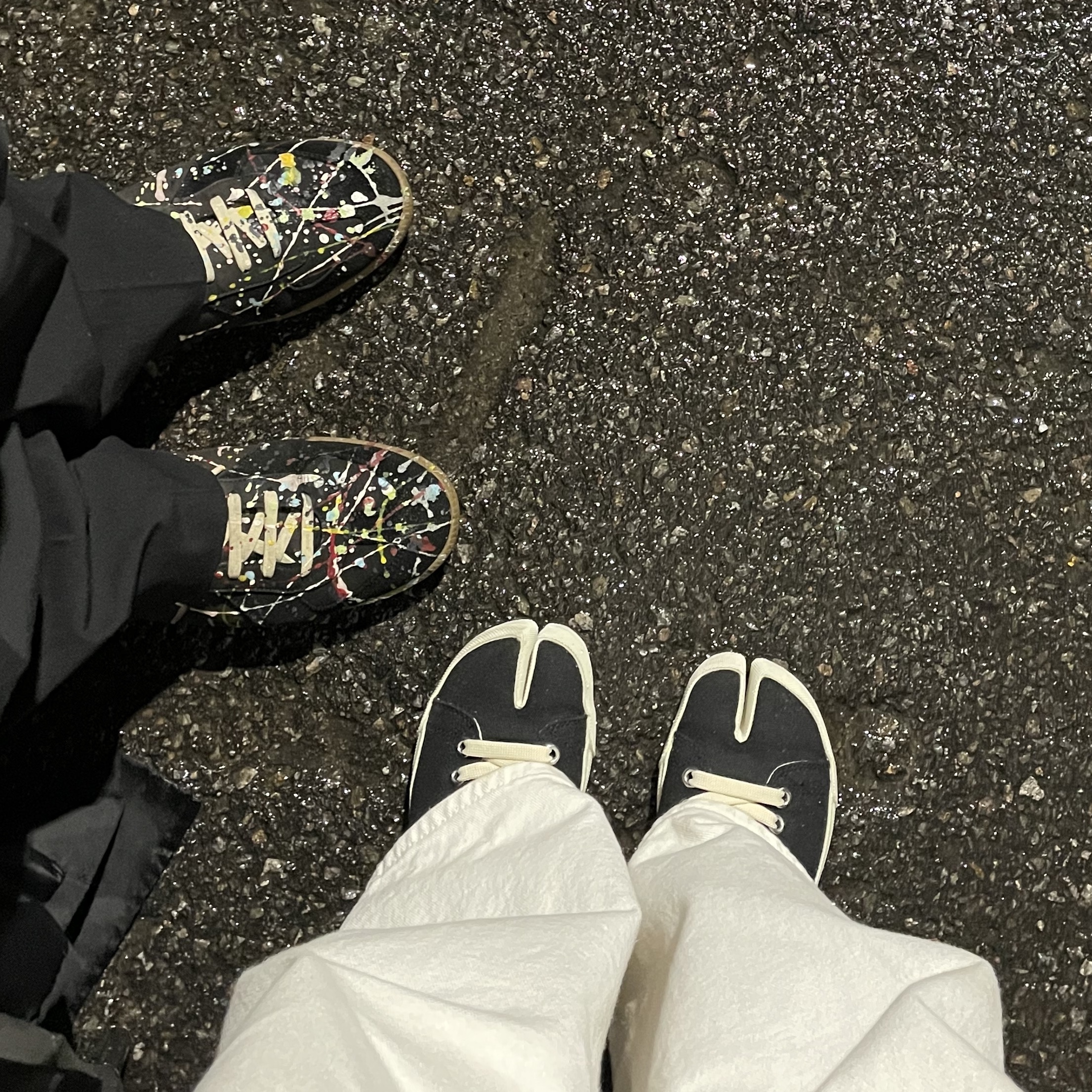 Maison Margiela Tabi Low Black, Maison Margiela Replica Paint Drop Sneakers Black 착용 스타일