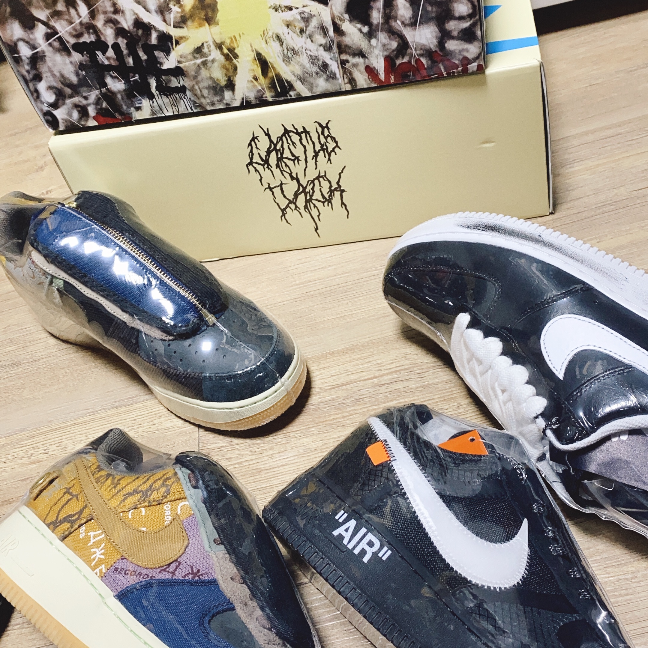 Nike x Peaceminusone Air Force 1 Low Para-Noise, Nike x Off-White Air Force 1 Low Black White 착용 스타일 - 4