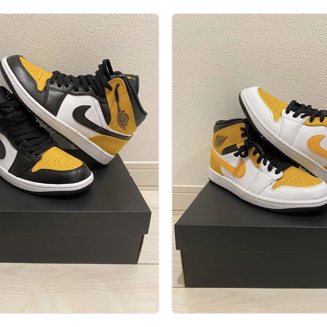 Jordan 1 Mid White University Gold 착용 스타일
