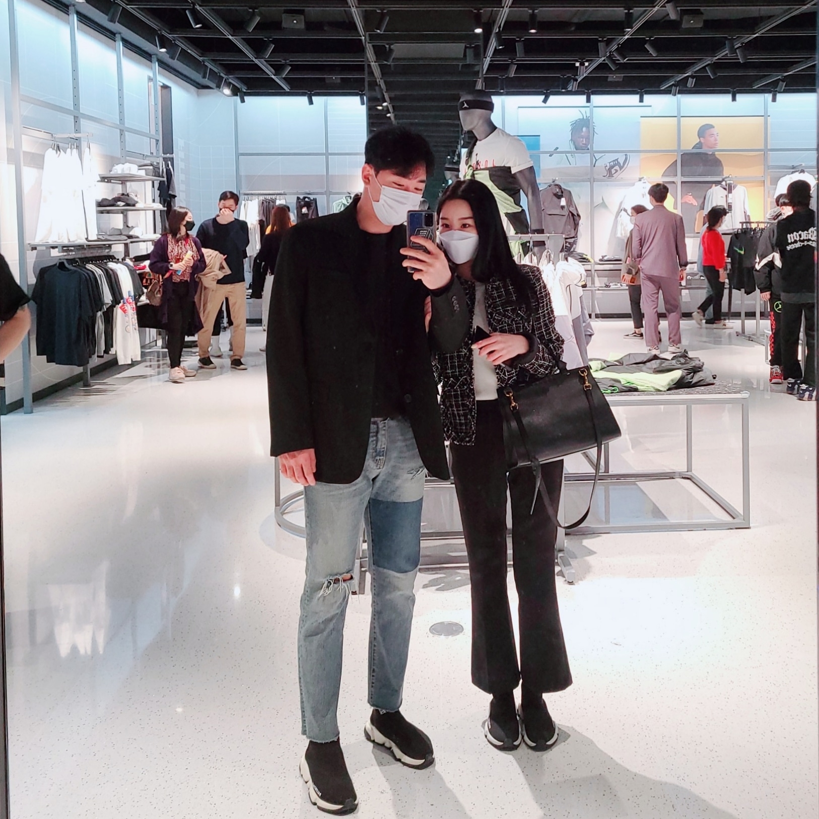 Balenciaga Speed Trainer Black White 2020, (W) Balenciaga Speed Trainer Black White 2021/2022 착용 스타일