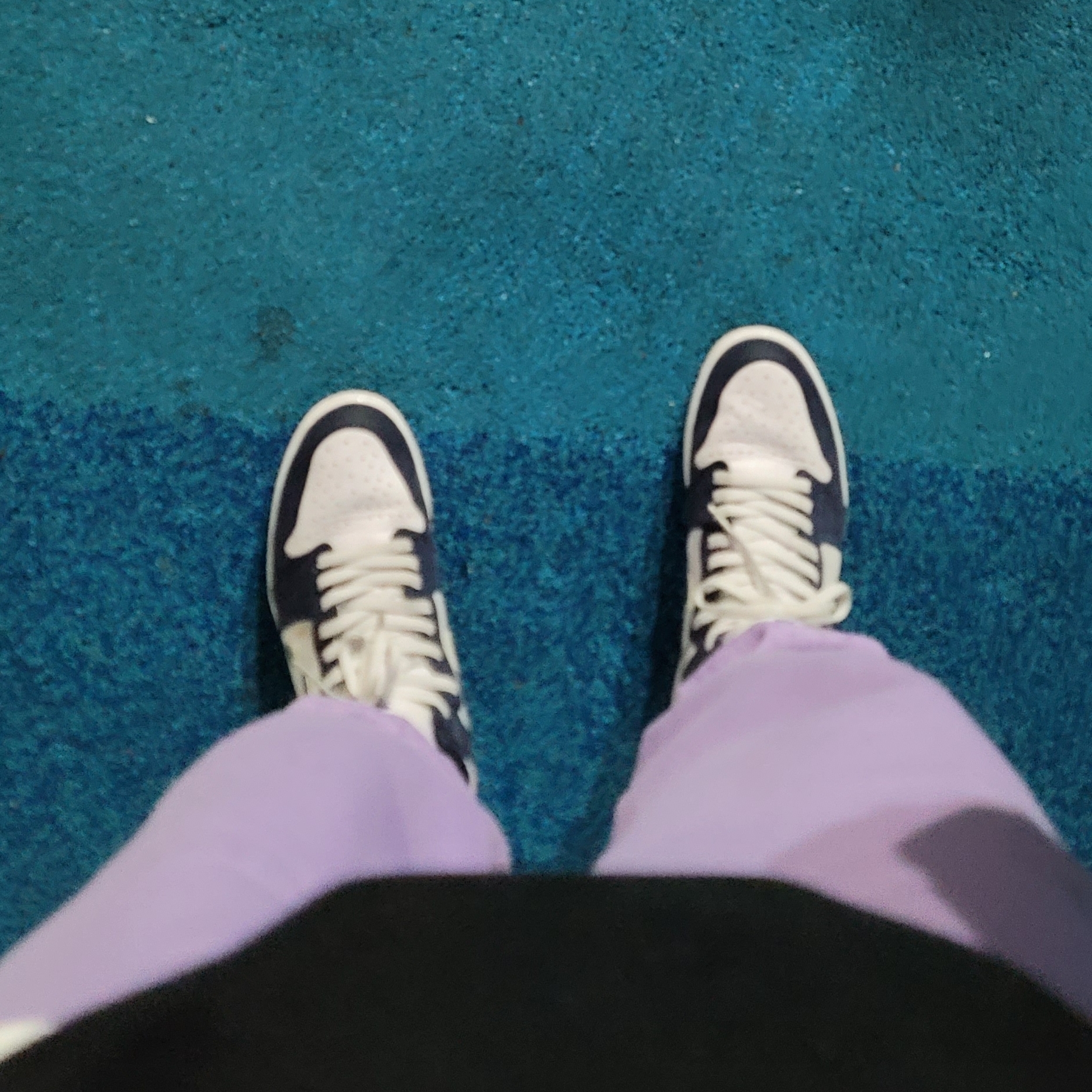 Jordan 1 Retro High OG CO.JP Midnight Navy, Nike NRG Solo Swoosh Fleece Pants Urban Lilac - Asia 착용 스타일