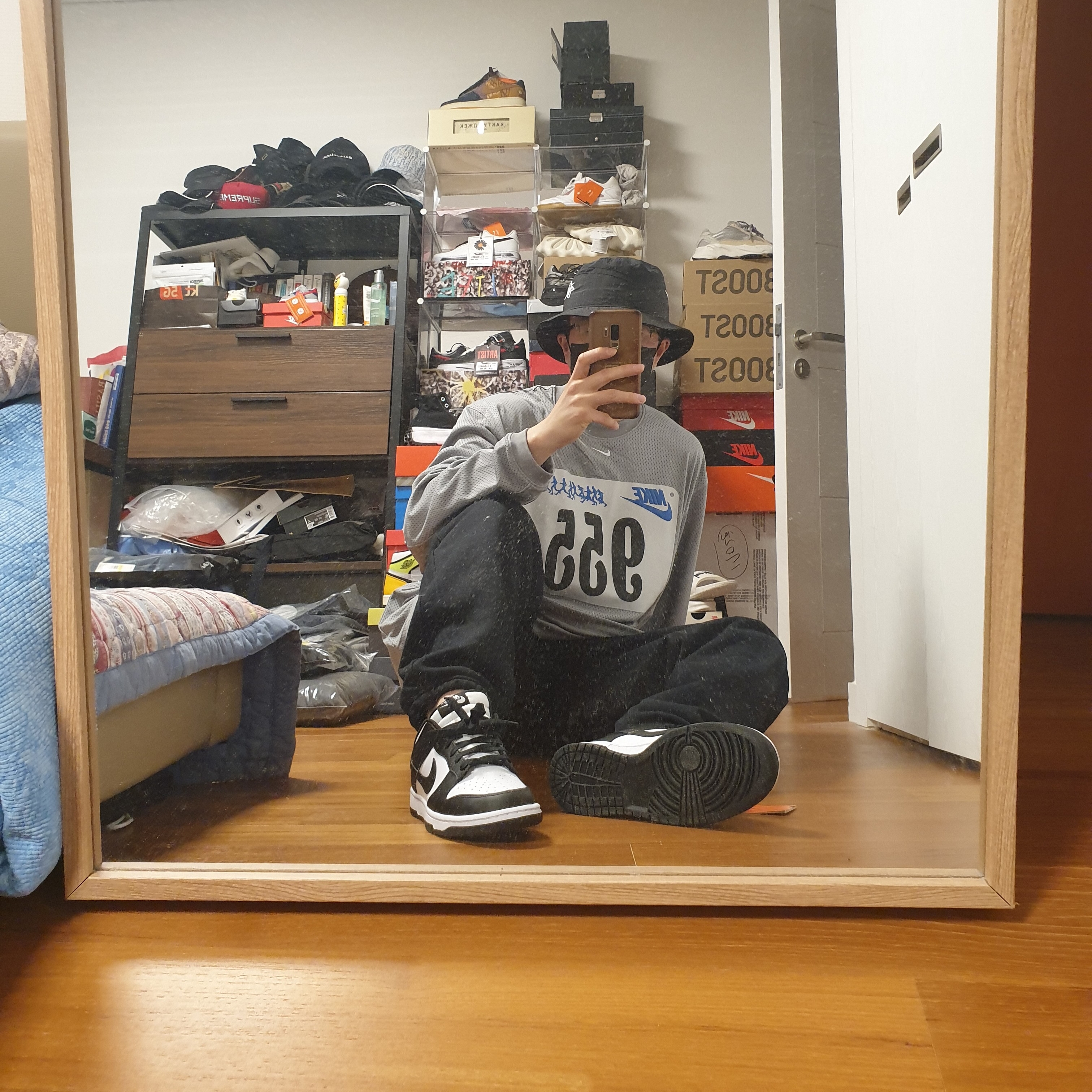 Nike x Stussy NRG ZR Fleece Pants Black - US/EU, Nike x Stussy Bucket Hat Black 착용 스타일 - 3