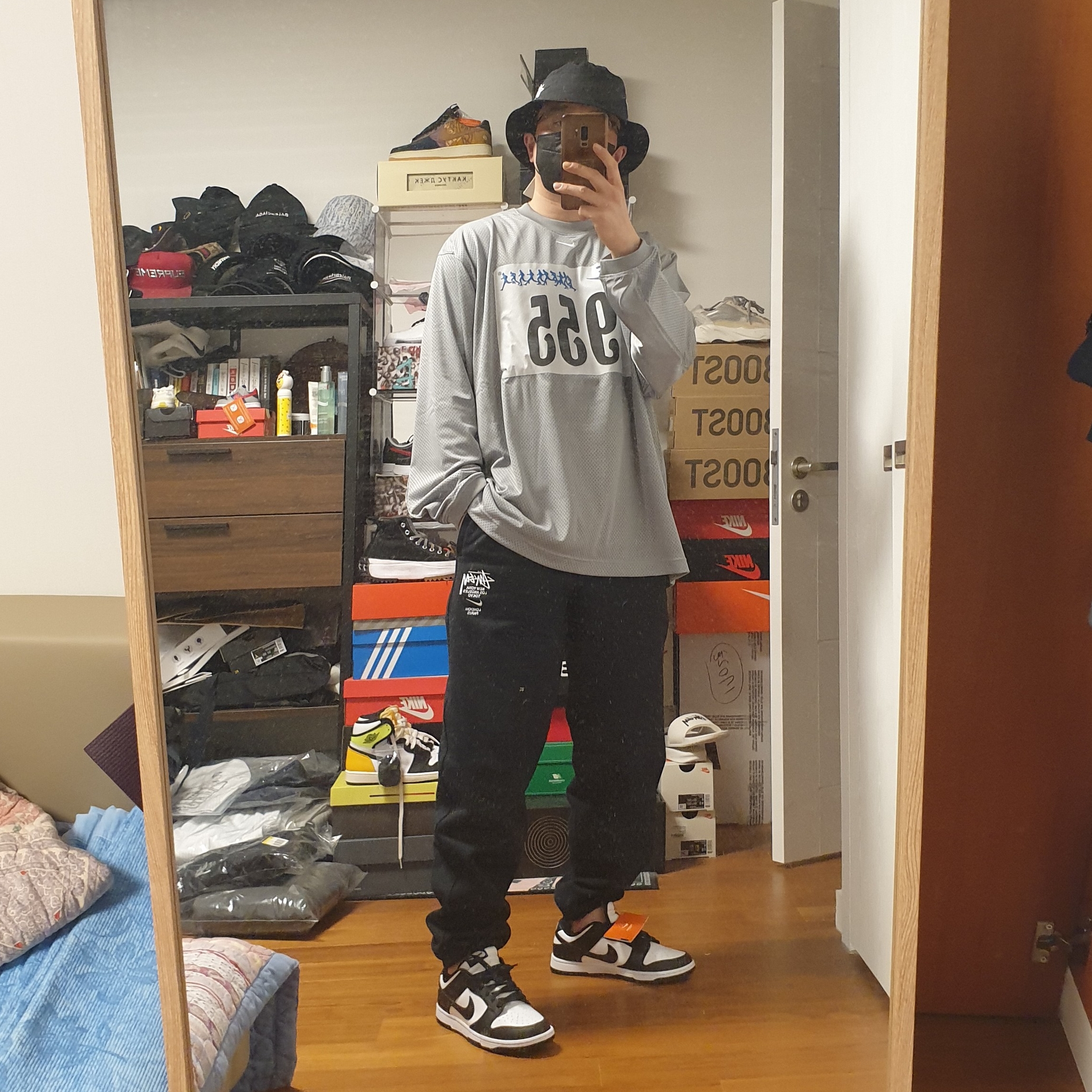 Nike x Stussy NRG ZR Fleece Pants Black - US/EU, Nike x Stussy Bucket Hat Black 착용 스타일 - 1