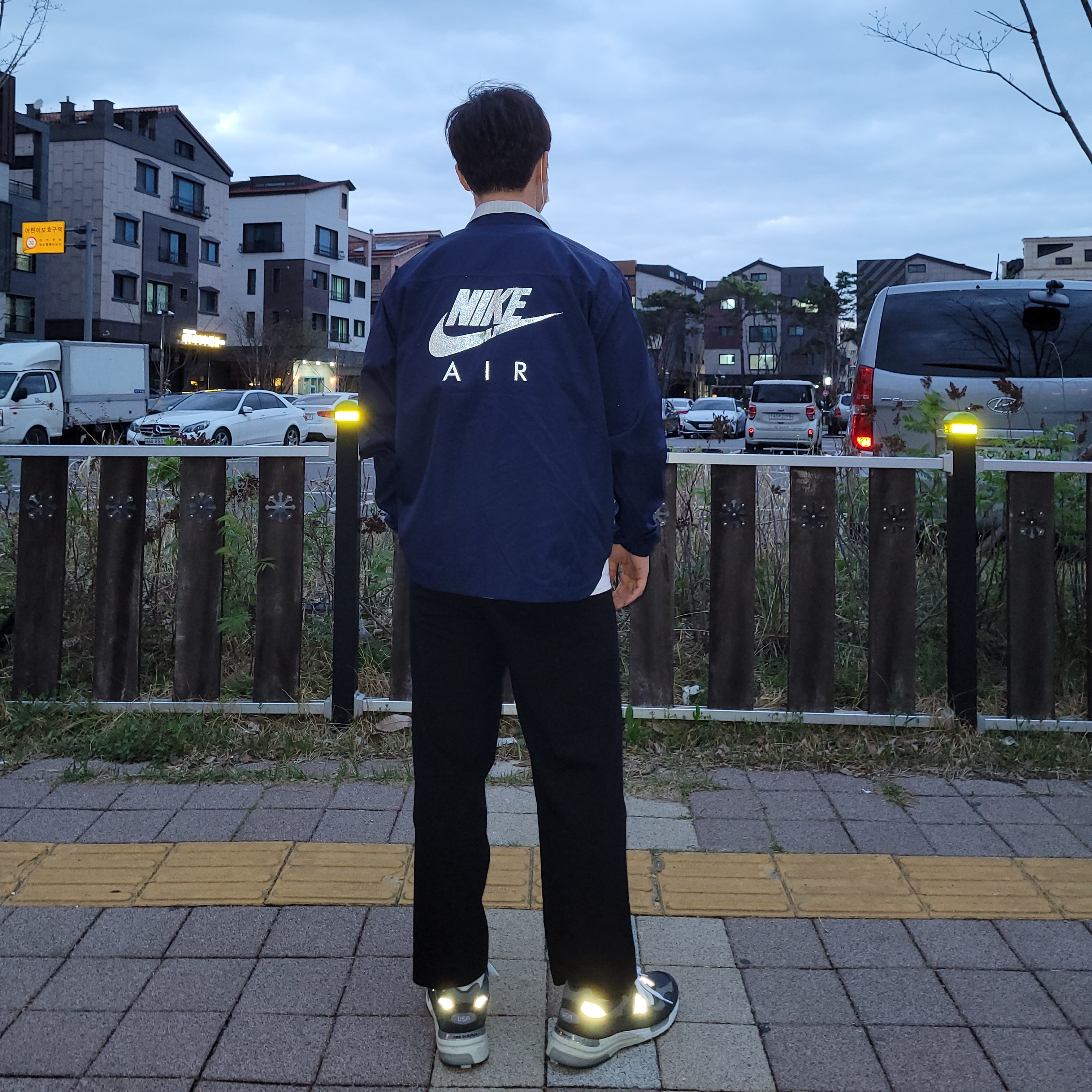 Nike x Kim Jones Reversible Wind Breaker Navy - US/EU, New Balance 992 Made in USA Navy 착용 스타일