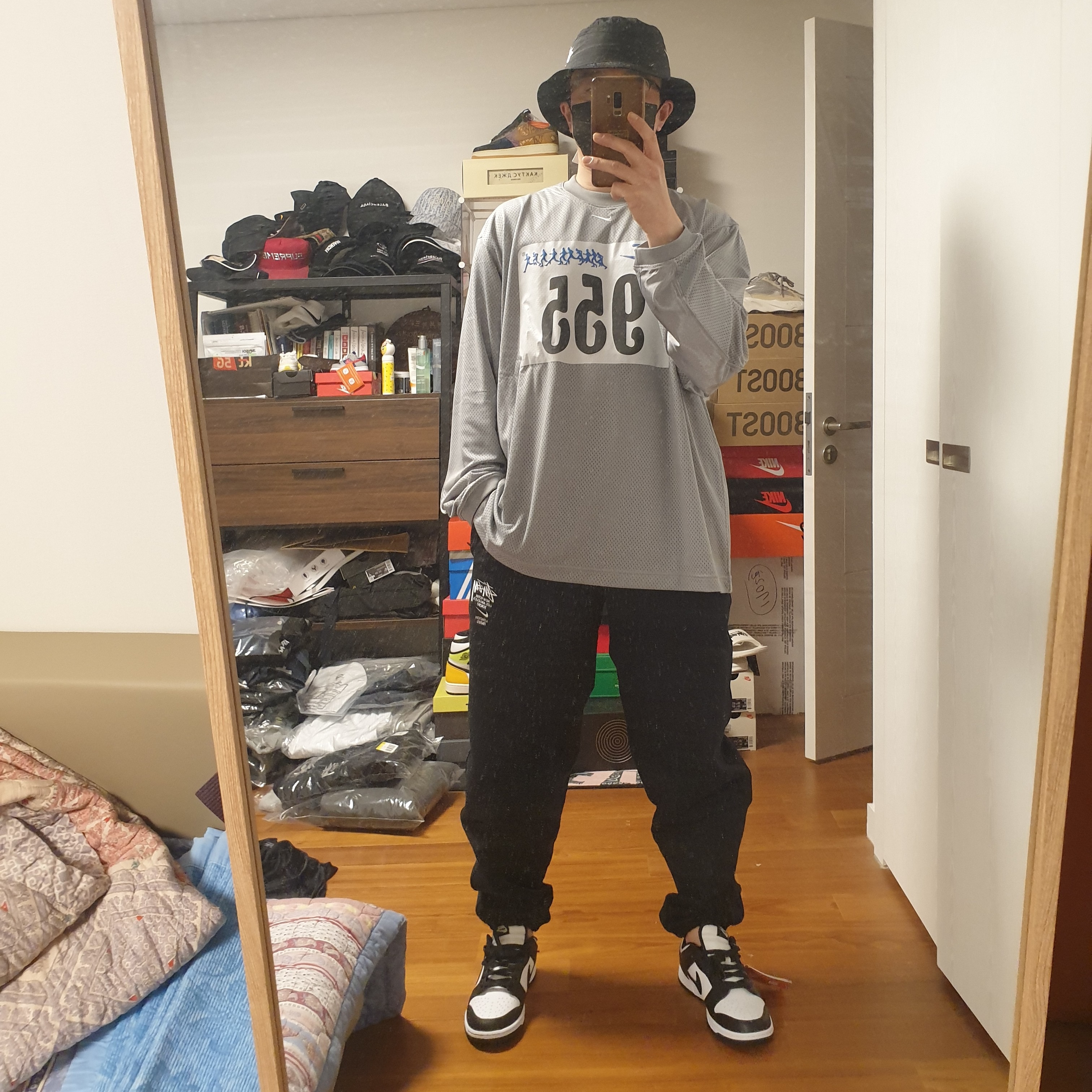 Nike x Stussy NRG ZR Fleece Pants Black - US/EU, Nike x Stussy Bucket Hat Black 착용 스타일 - 2