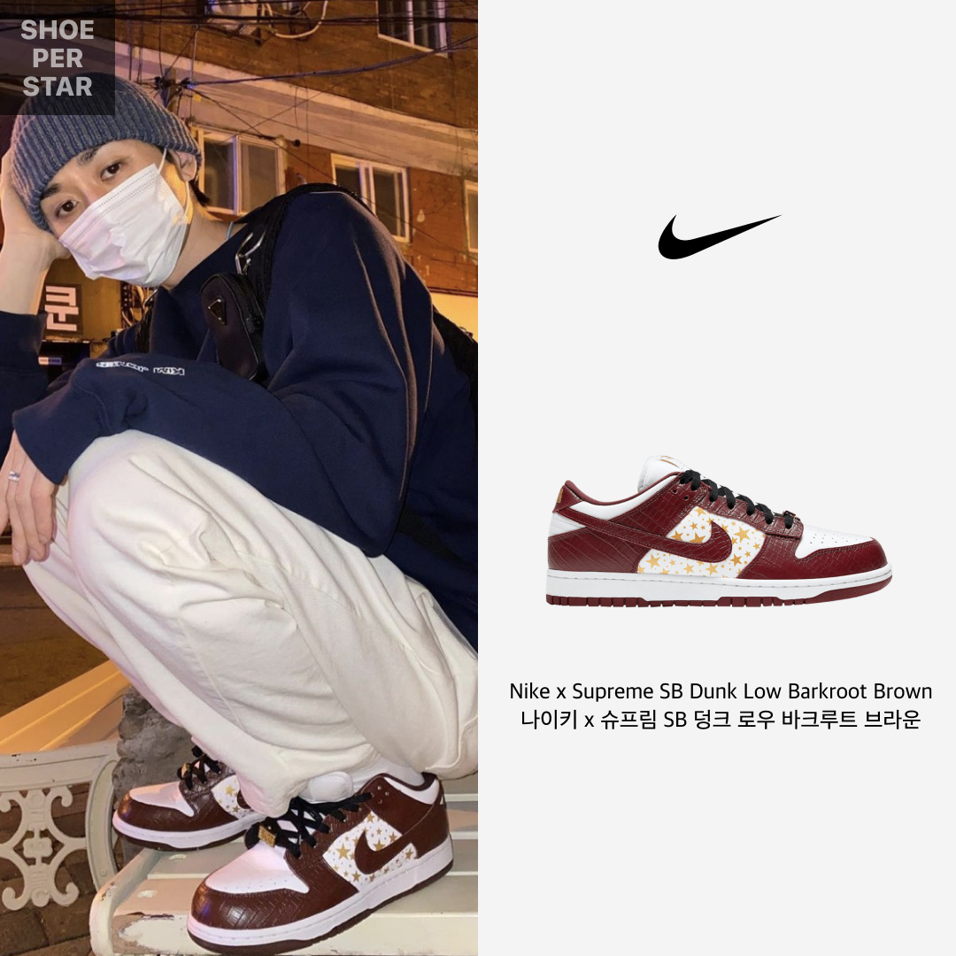 Nike x Supreme SB Dunk Low Barkroot Brown 착용 스타일 - 1