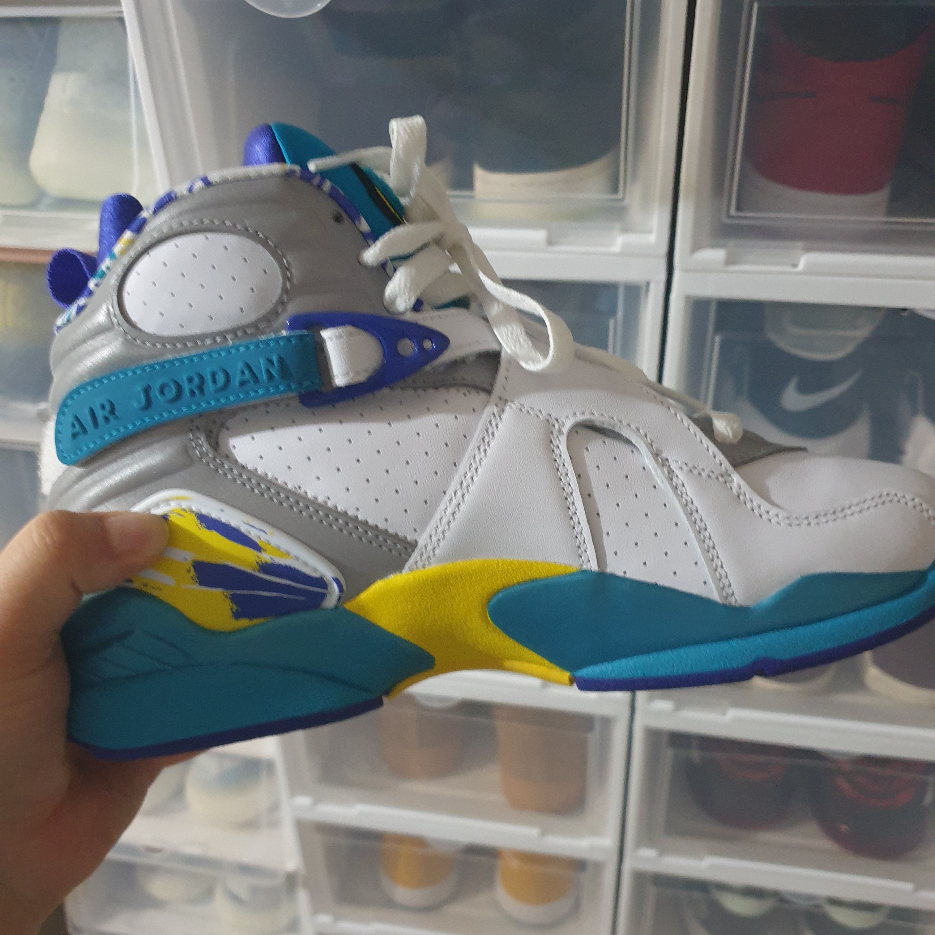 (W) Jordan 8 Retro White Aqua 2019 착용 스타일 - 2