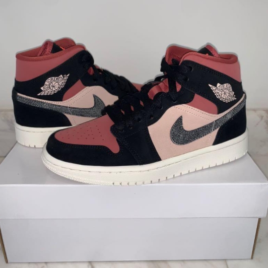 (W) Jordan 1 Mid Burgundy Dusty Pink 착용 스타일 - 2
