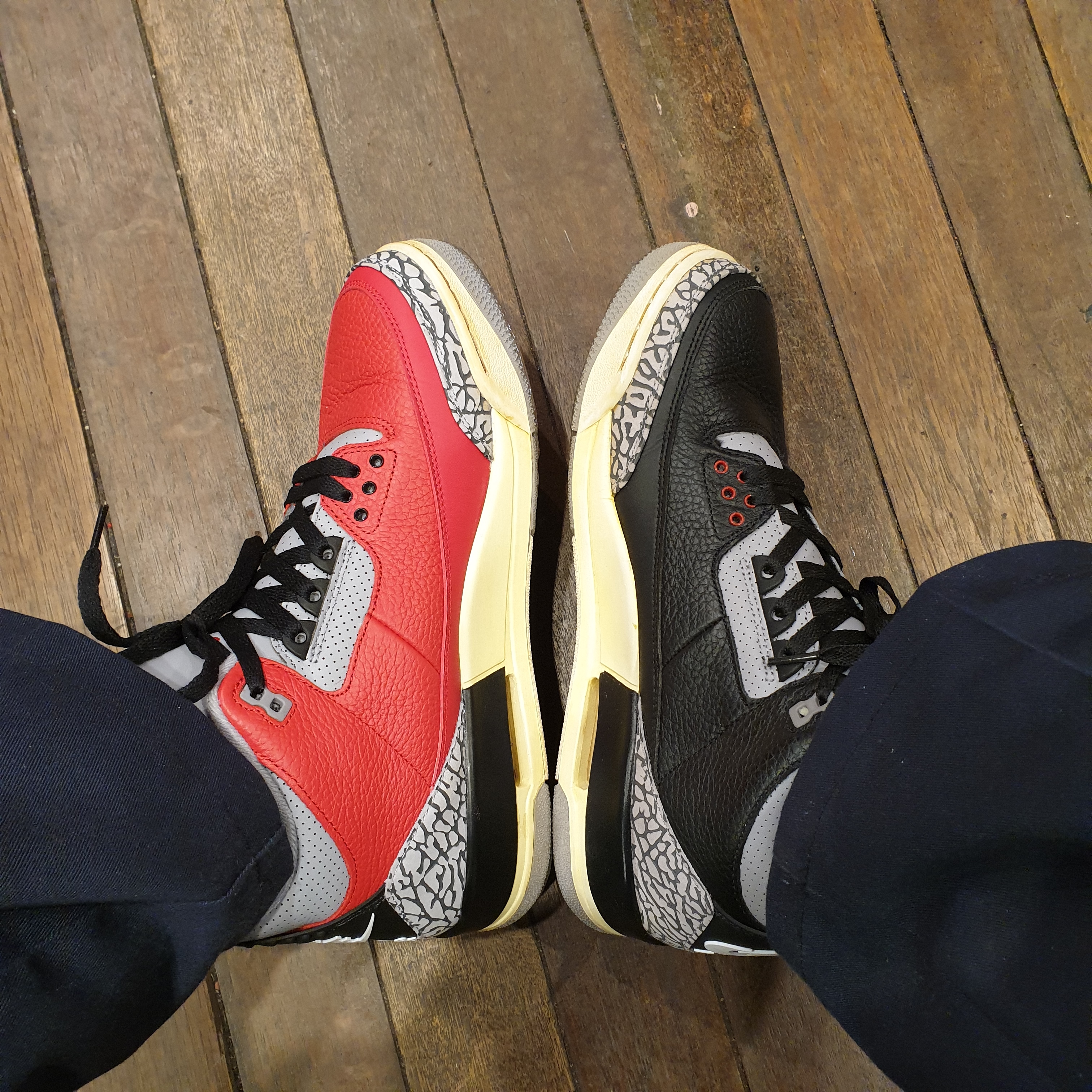 Jordan 3 Retro OG Black Cement 2018, Jordan 3 Retro SE Unite 착용 스타일 - 2