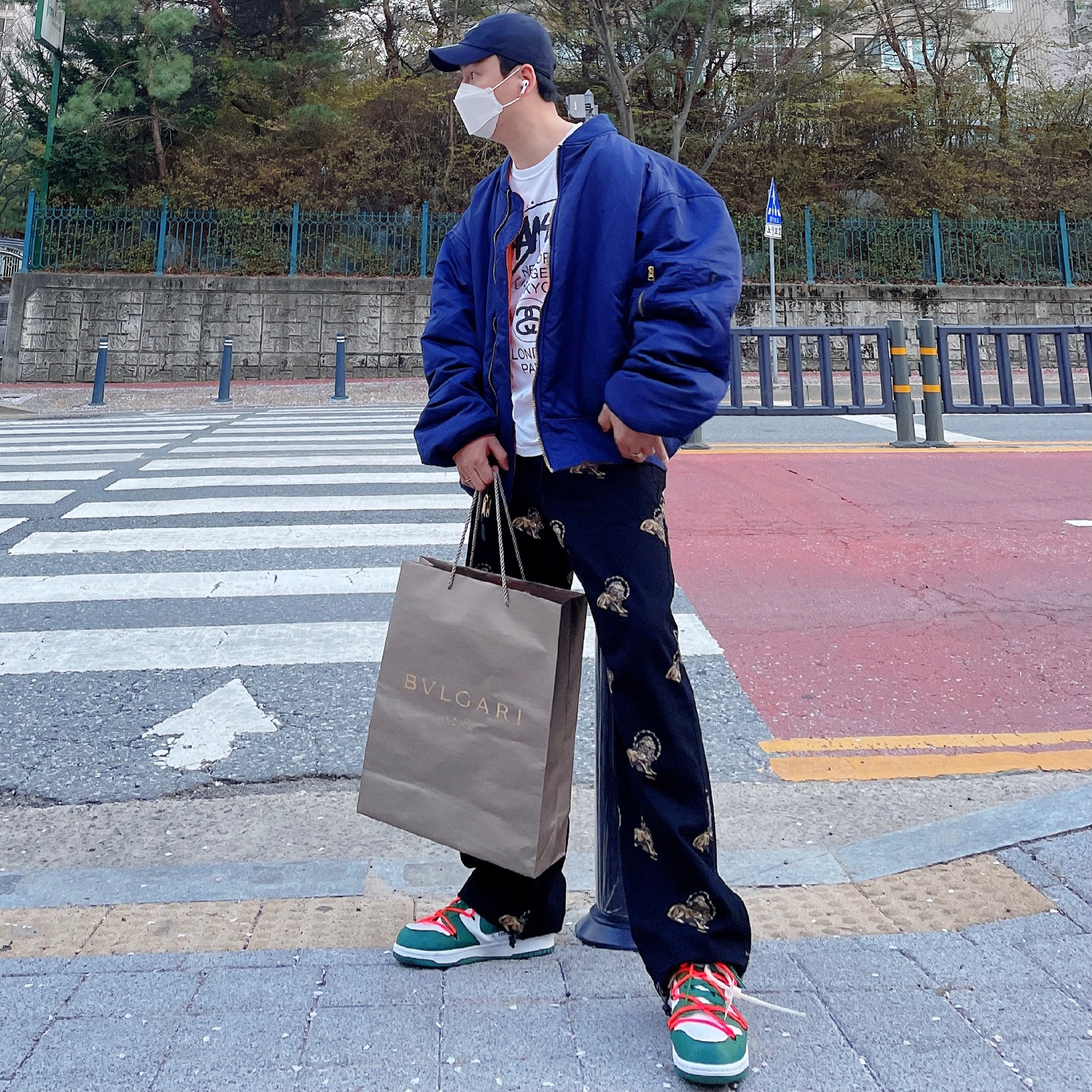 Nike x Off-White Dunk Low Pine Green 착용 스타일