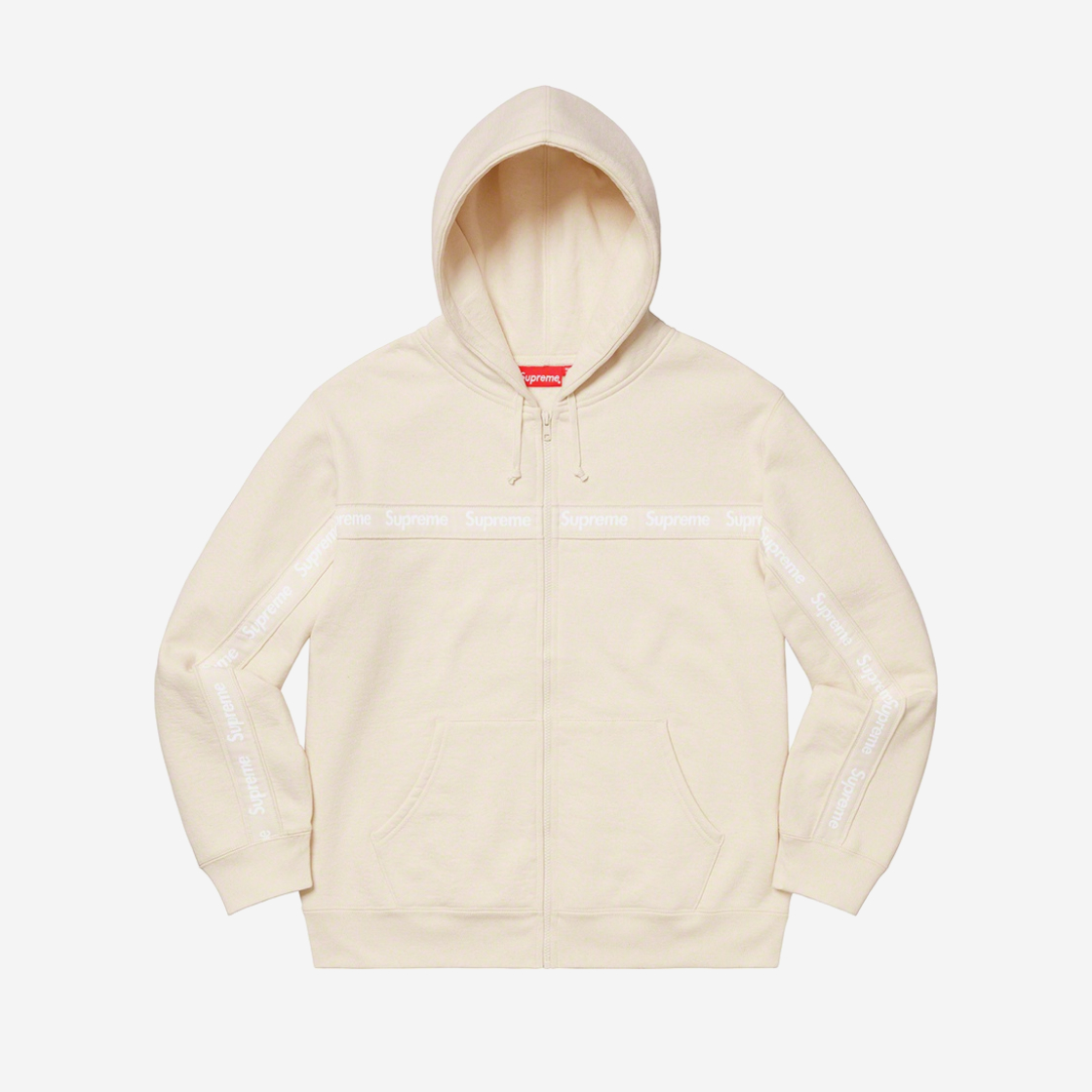 supreme text stripe zip up hooded