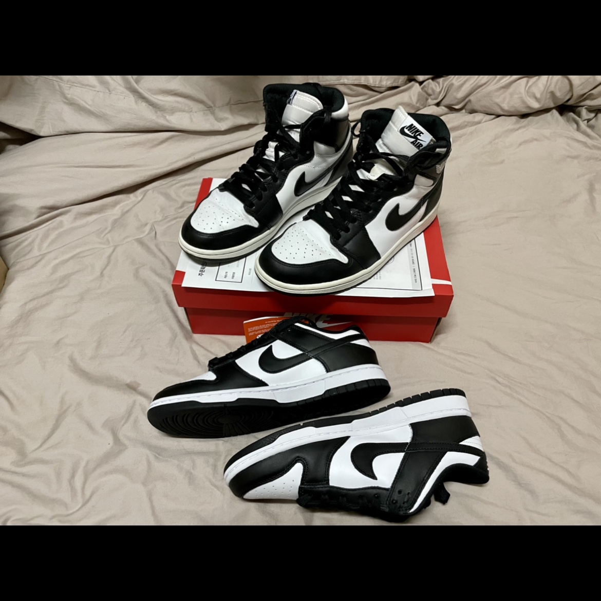 Jordan 1 Retro High OG Black White 2014, Nike Dunk Low Retro Black 착용 스타일