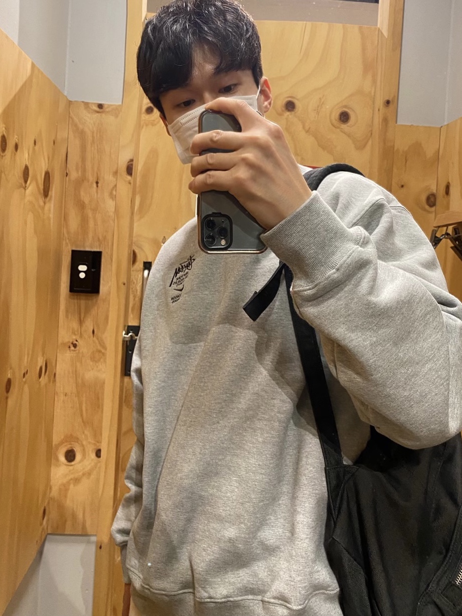 Nike x Stussy NRG ZR Fleece Crewneck Heather Grey - US/EU, Nike Dunk Low Retro Black 착용 스타일 - 1