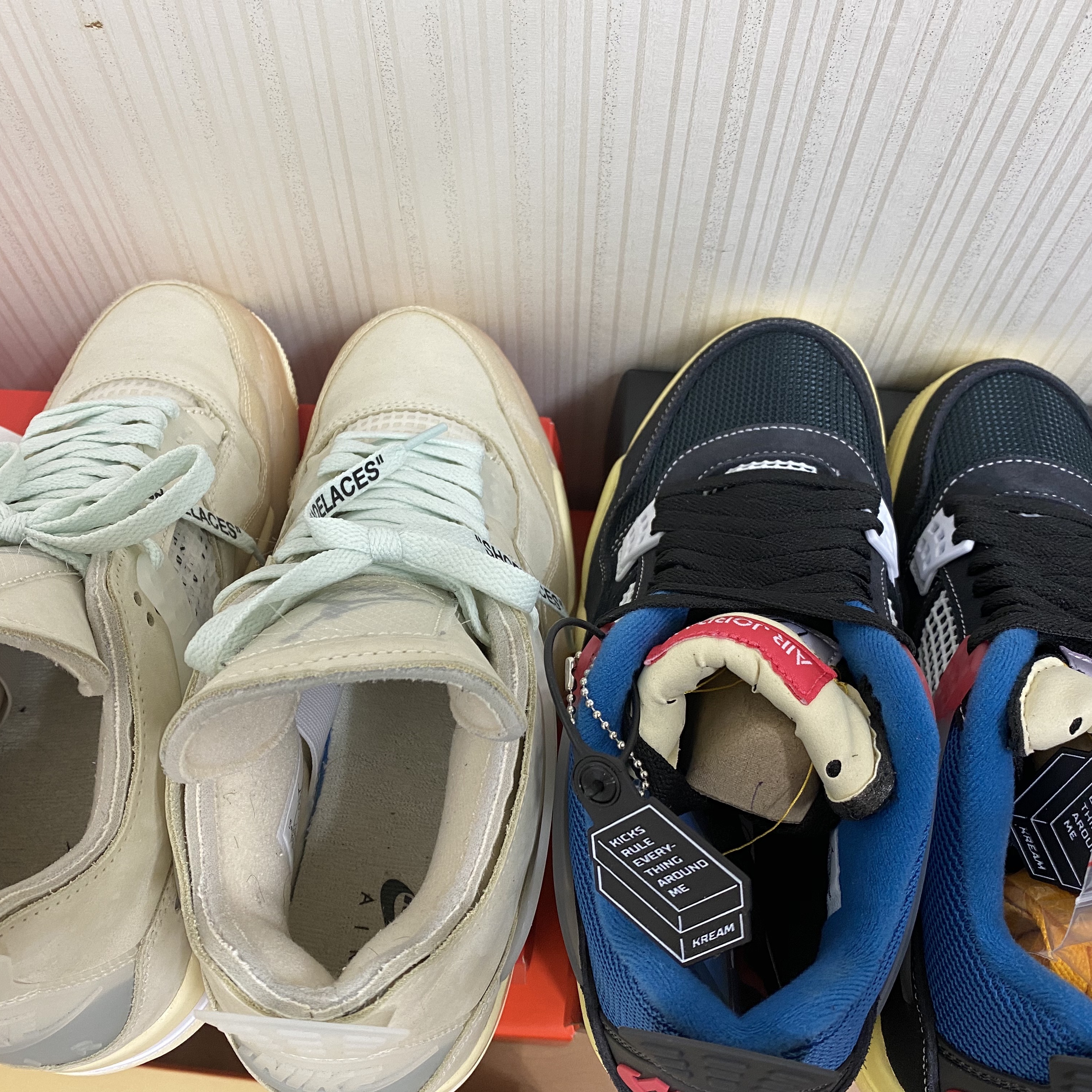 Jordan 4 x Union Retro Off Noir, (W) Jordan 4 x Off-White Retro SP Sail 착용 스타일 - 4