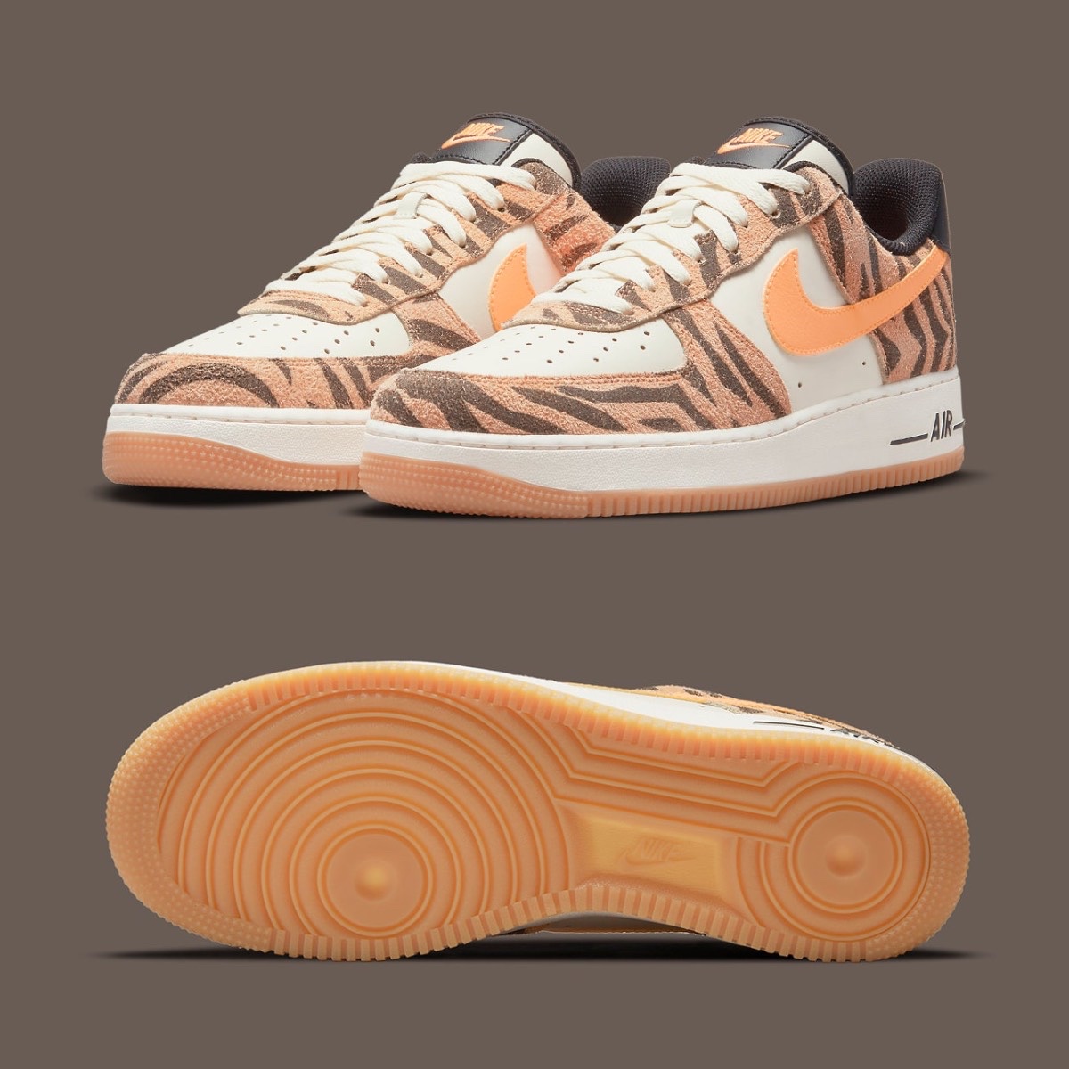 Nike Air Force 1 '07 PRM Orange Zebra, Jordan 3 Retro SE Animal Instinct 착용 스타일 - 2