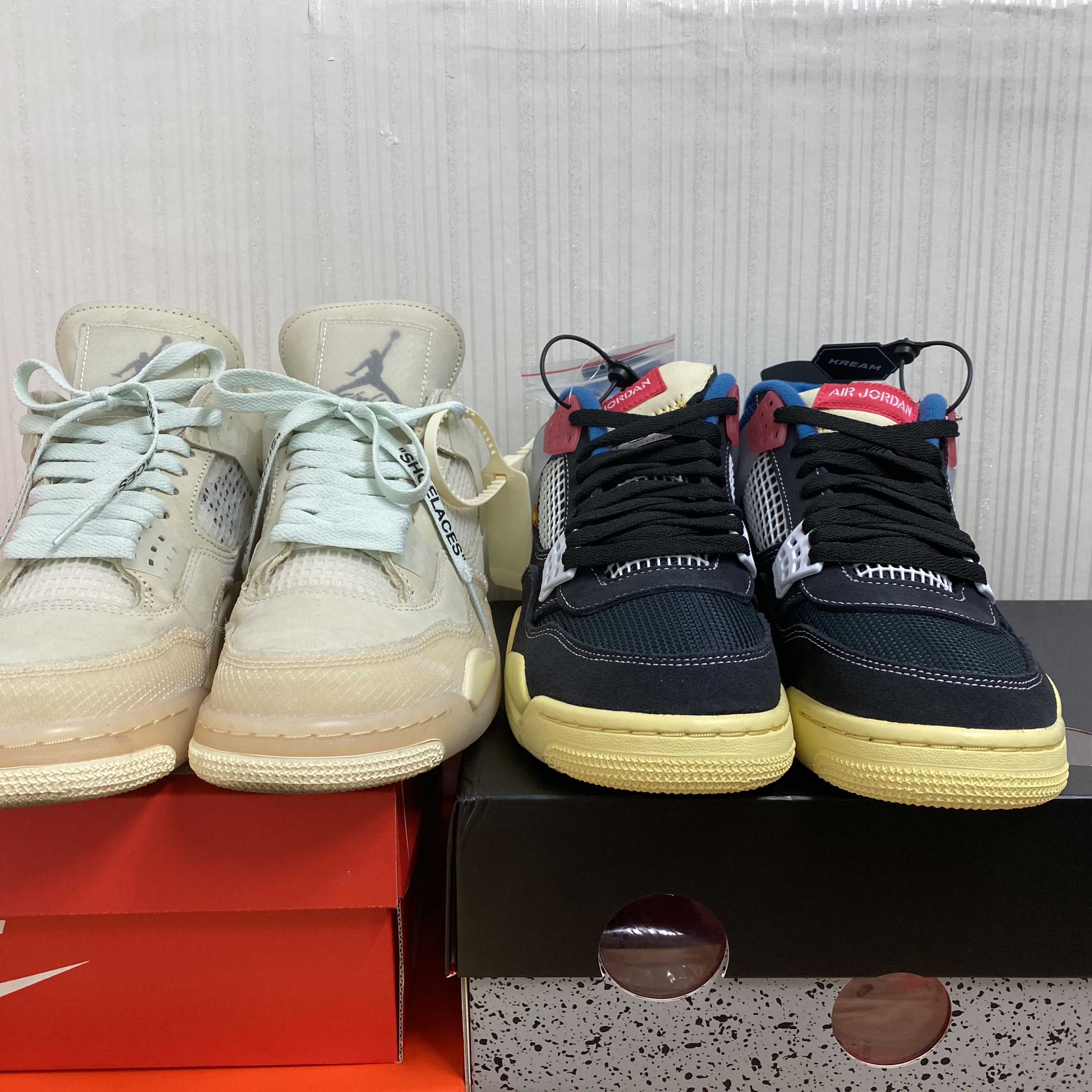 Jordan 4 x Union Retro Off Noir, (W) Jordan 4 x Off-White Retro SP Sail 착용 스타일 - 3