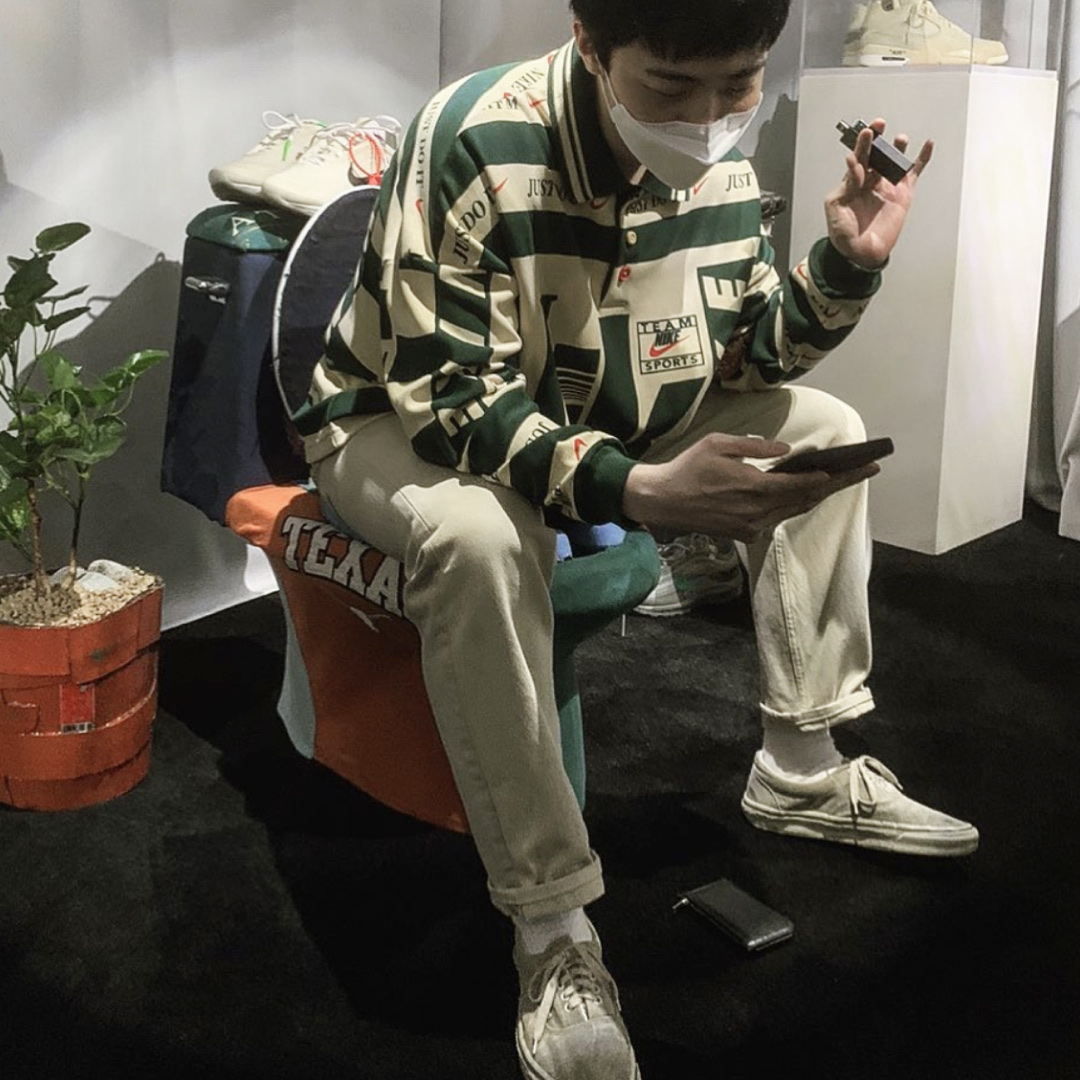 Nike x Cactus Plant Flea Market Long Sleeve Polo Natural - US/EU, Nike x Cactus Plant Flea Market Long Sleeve Polo Natural - Asia 착용 스타일 - 2